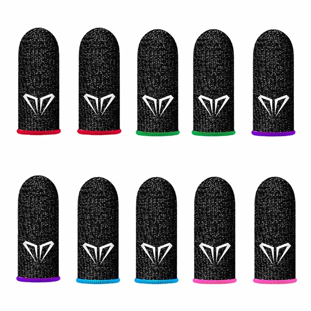 10x Doigtiers Jeux Mobile Respirant Anti-Transpiration Finger Sleeve Écran Tactile Haute Sensibilité pour Gants Doigt Gamer Fibre Argent 5 Paires Multicolores Rouge Bleu Vert Violet Rose