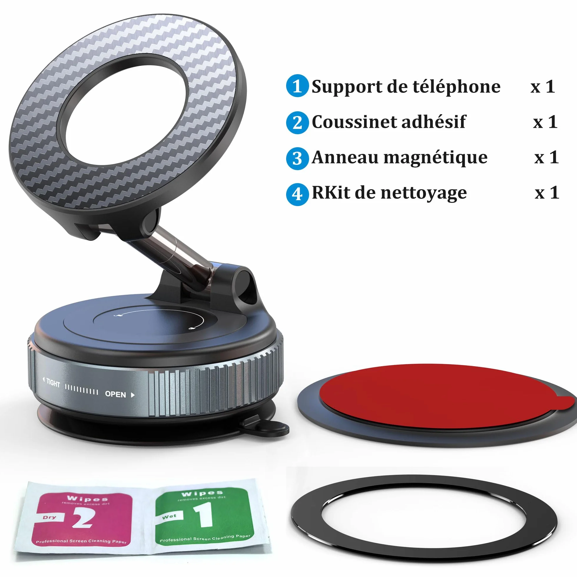 Support Téléphone Voiture Ventouse Puissante Magnétique Rotation 360° Fixation Ultra-Stable Compatible iPhone 17/16/15/14/13/12 Pro/Pro Max