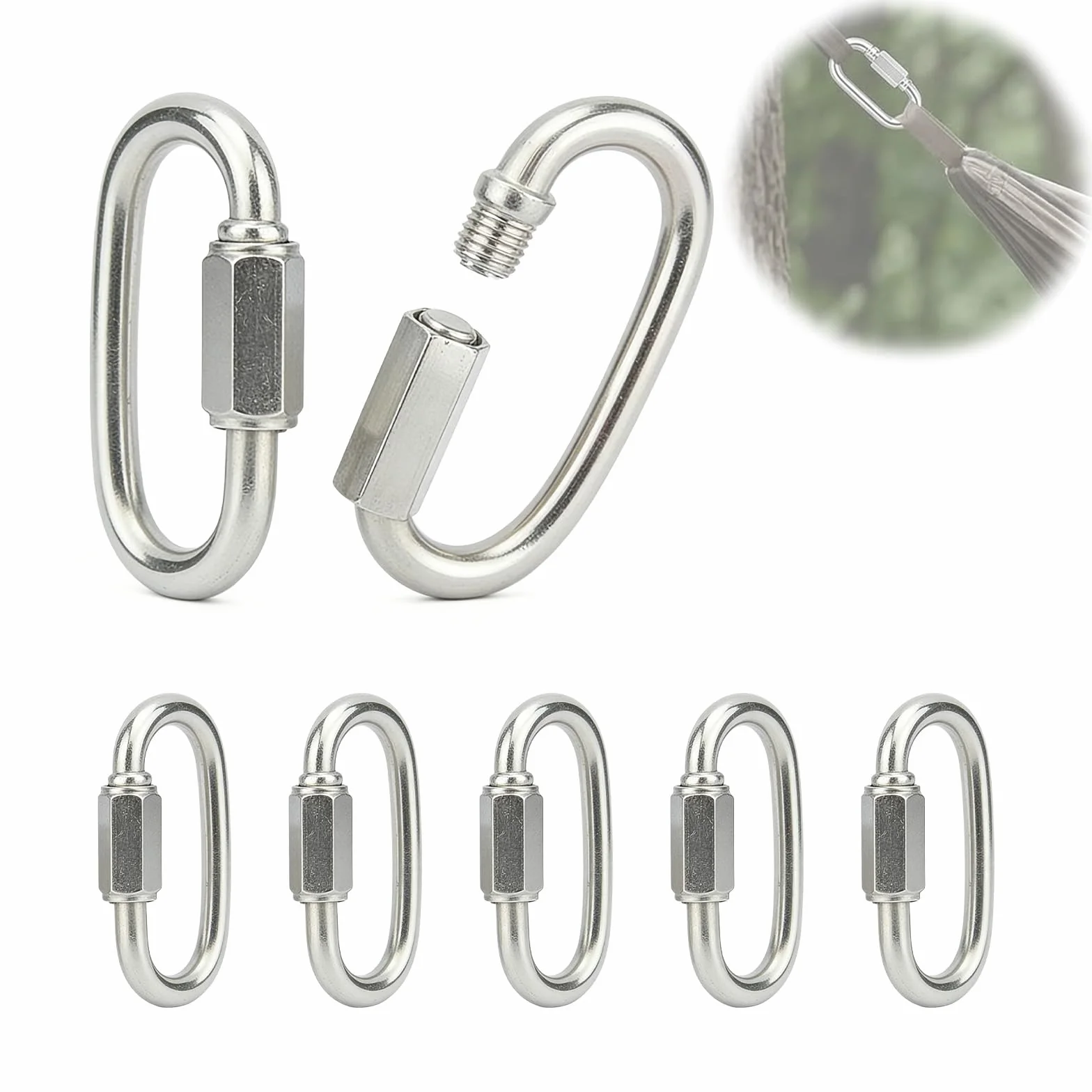 Mousqueton Inox Maillon Rapide Connecteur D Extérieur Intérieur Camping Randonnée Jardin