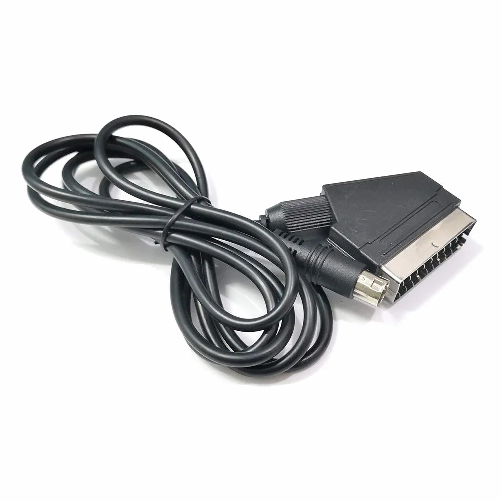 SHOTAY Câble, câble Adaptateur OFC Péritel RVB/RGBS 1,8 m pour Console de Jeu Sega MD2 Câble péritel RVB 9 Broches V Pin/C Pin Noir