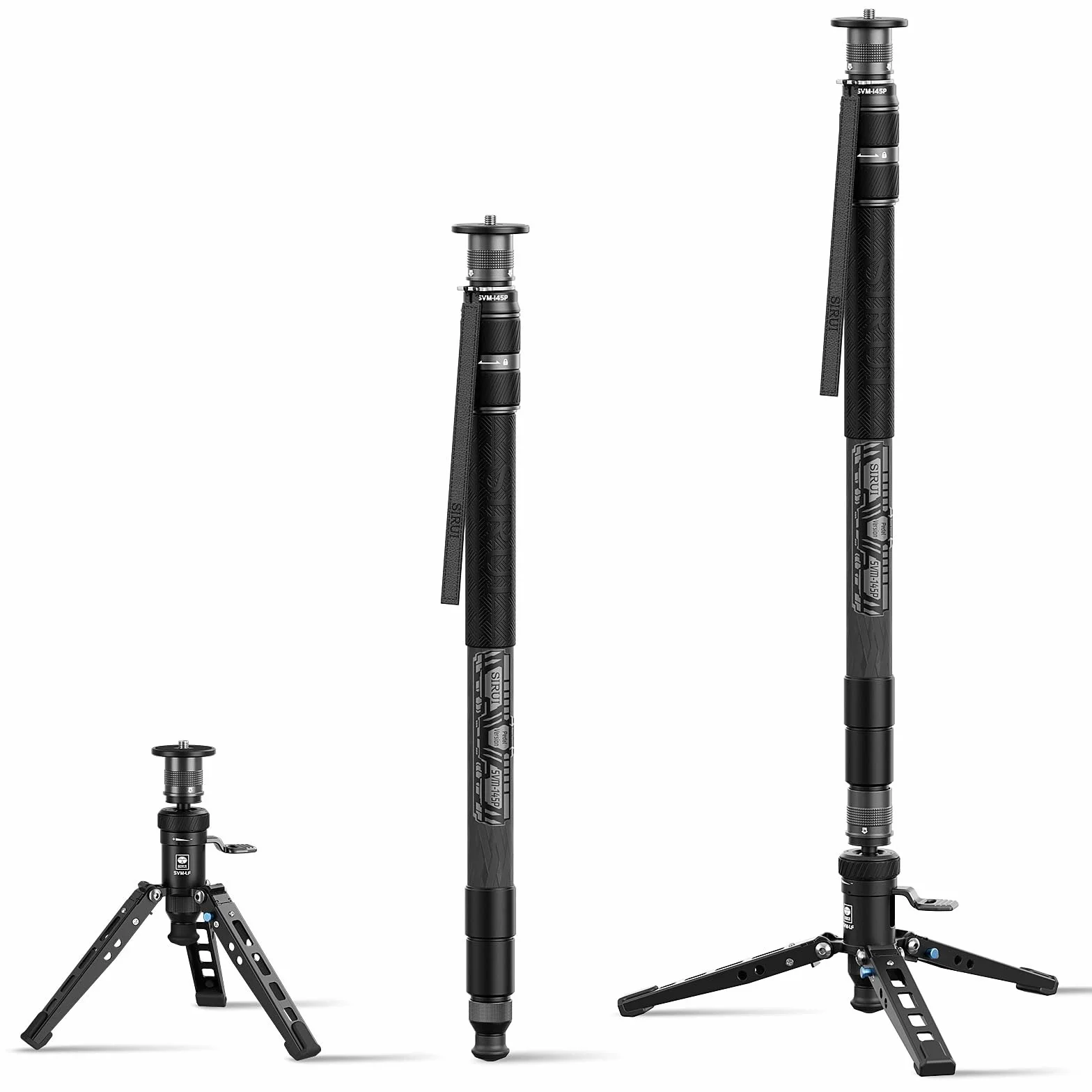 SIRUI Monopode SVM-145P Rapid System en Fibre de Carbone avec pédale, Monopode de 145 cm, réglage Rapide par vis de Serrage, Compact et ne pesant Que 1,52 kg, Charge maximale de 10 kg