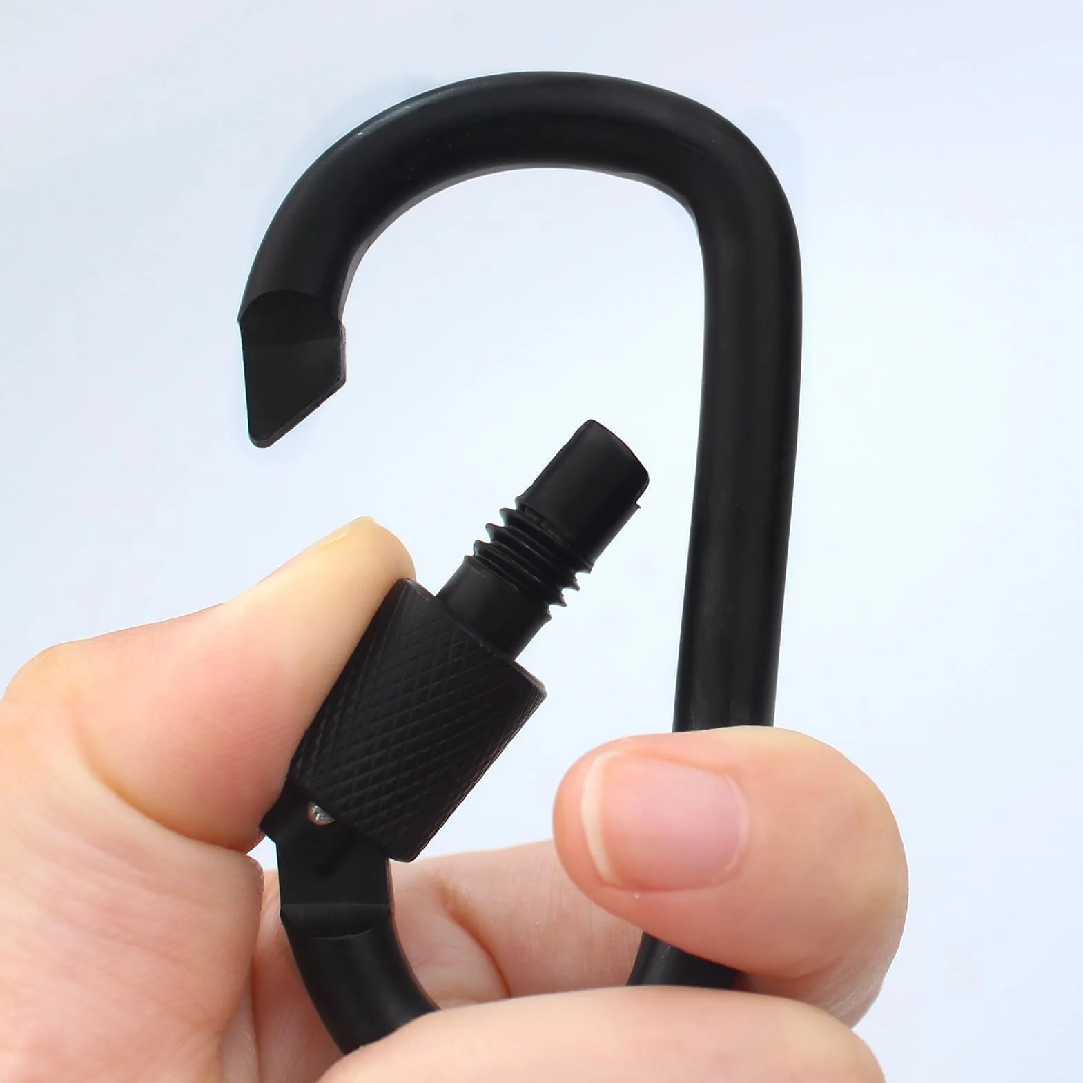 Mousqueton Porte Clé Noir Alliage Aluminium Verrouillage Vis 2 Pièces