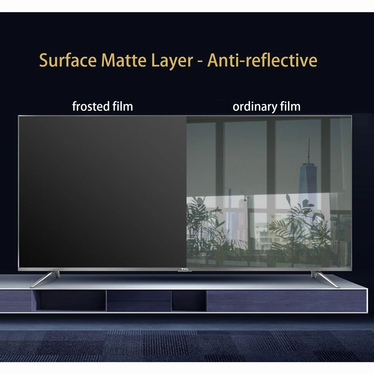 Film Mat Anti-Reflets 55 Pouces, Filtre Anti-Lumière Bleue pour Écran TV, Protection Anti-Rayures sans Bulles