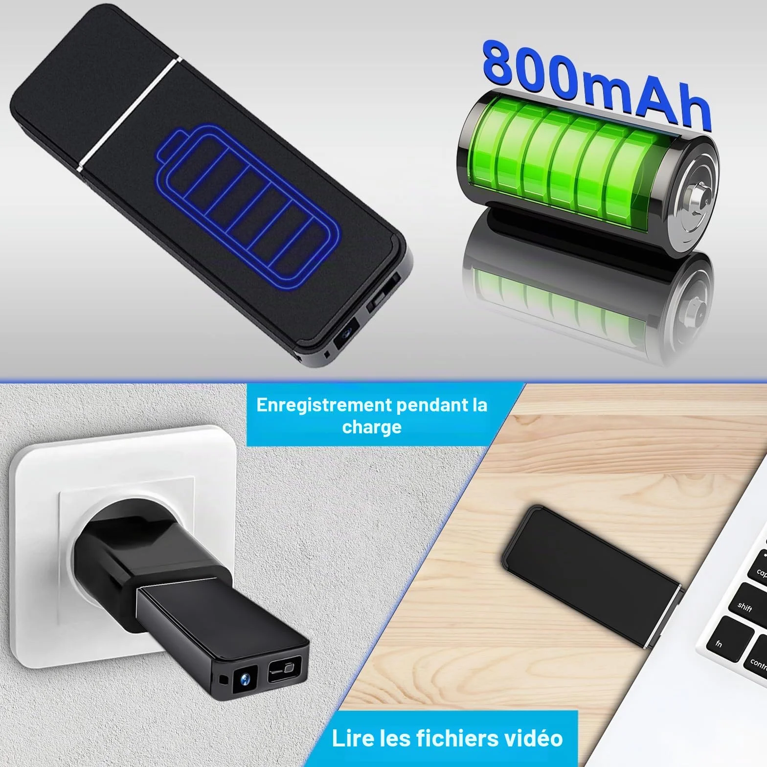 HGYGHO 64GB Caméra Cachée Clé USB, 1080P Mini Caméra Espion Clef USB avec Détection de Mouvement, Petite Camera Surveillance Espion Camera Corporelle Mémoire Stick pour la Maison et du Bureau