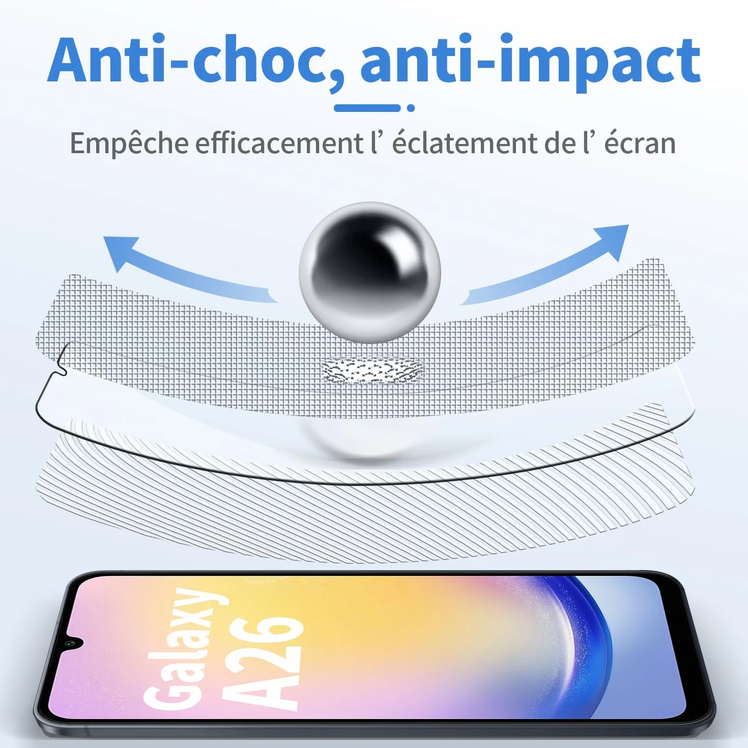 [Lot de 3 Verre Trempé pour Samsung Galaxy A17 / A16 / A26 5G | Film Protection Haute Transparence,[Anti-Rayures], [Sans Bulles], [Installation Facile], Ultra Résistant Dureté 9H Glass