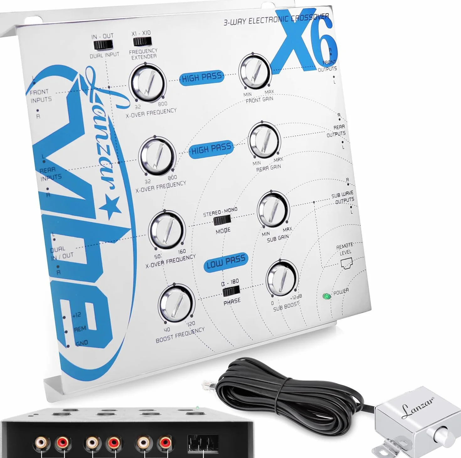 Lanzar VIBEX6 Vibe Réseau croisé électronique 3 Voies avec télécommande pour Caisson de Basses