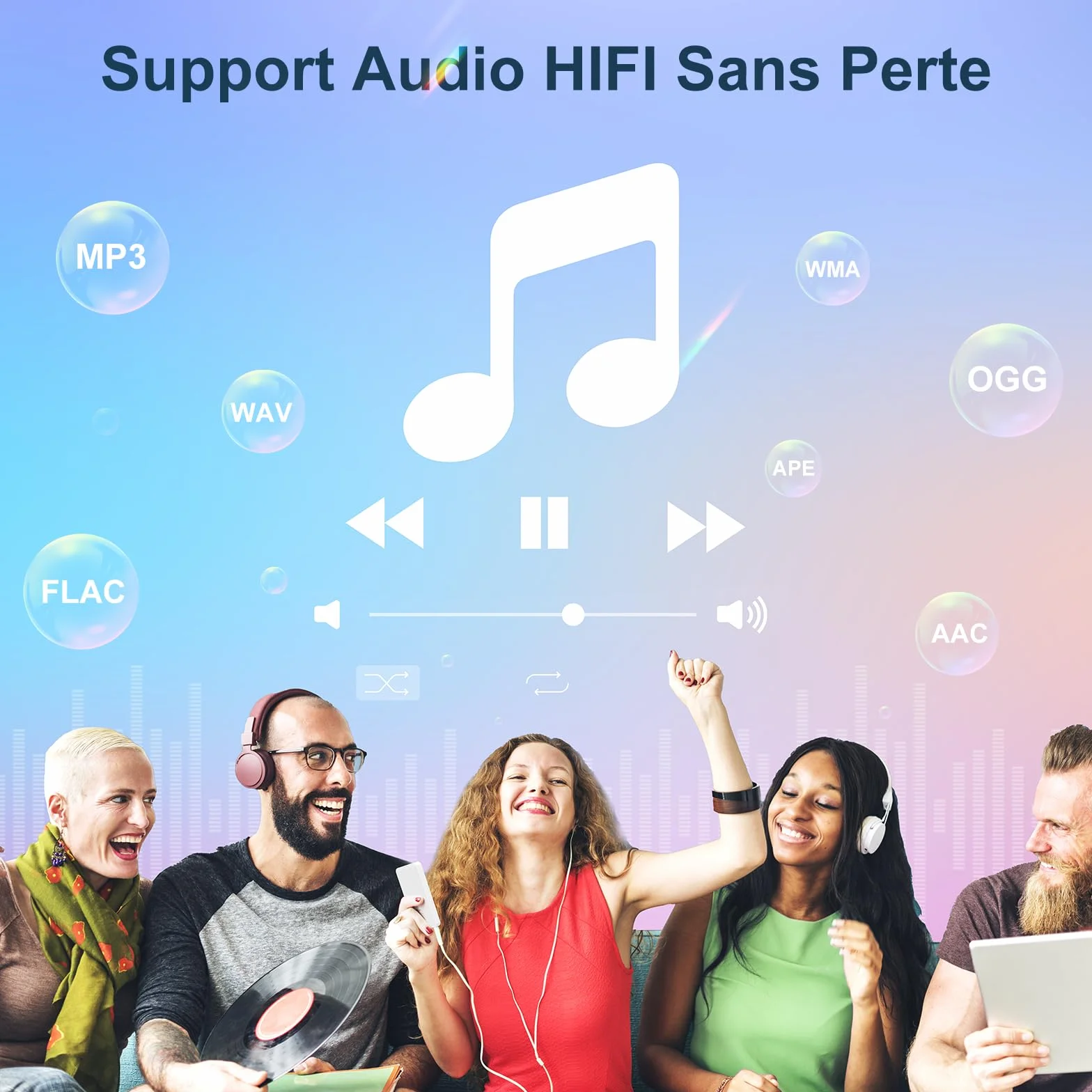 MECHEN Lecteur MP3 Spotify Bluetooth MP4 Radio WiFi Android 9.0 Écran Tactile 4 Pouces Blanc