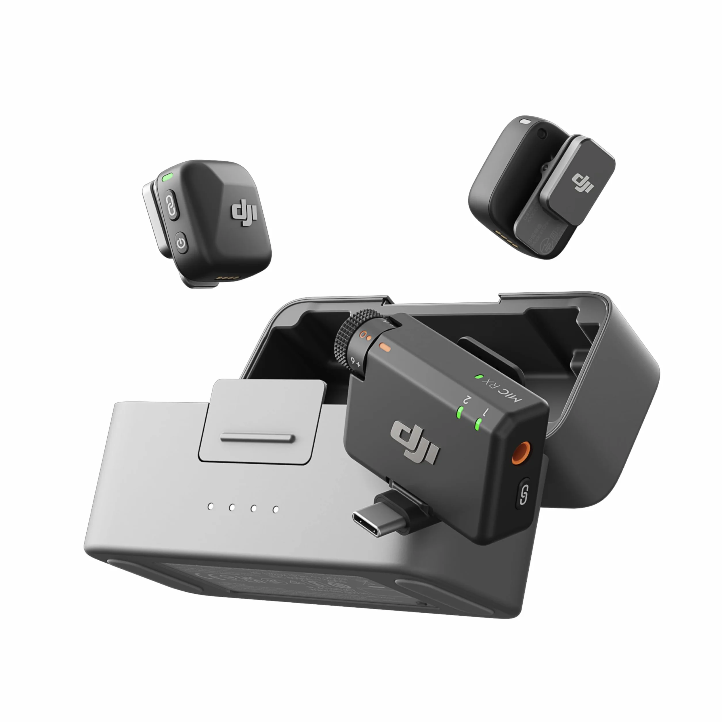 DJI Mic Mini (2 TX + 1 RX + Boîtier de Recharge), Ultra-léger, Audio de HQ, 48 h d’Utilisation, Annulation du Bruit, Limite Auto, Microphone sans Fil pour caméra/iPhone/Android, vlog, Streaming