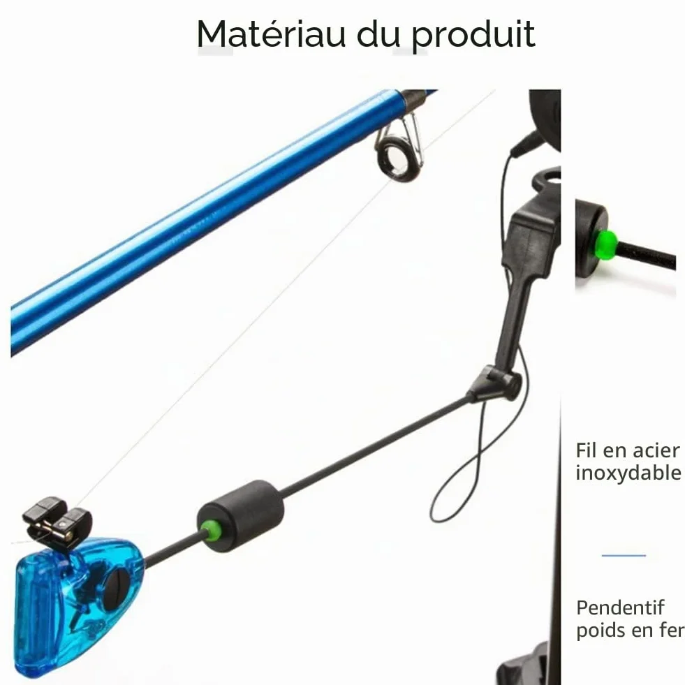Lot de 4 détecteurs de touche de pêche LED avec étui à fermeture éclair pour pêche à la carpe