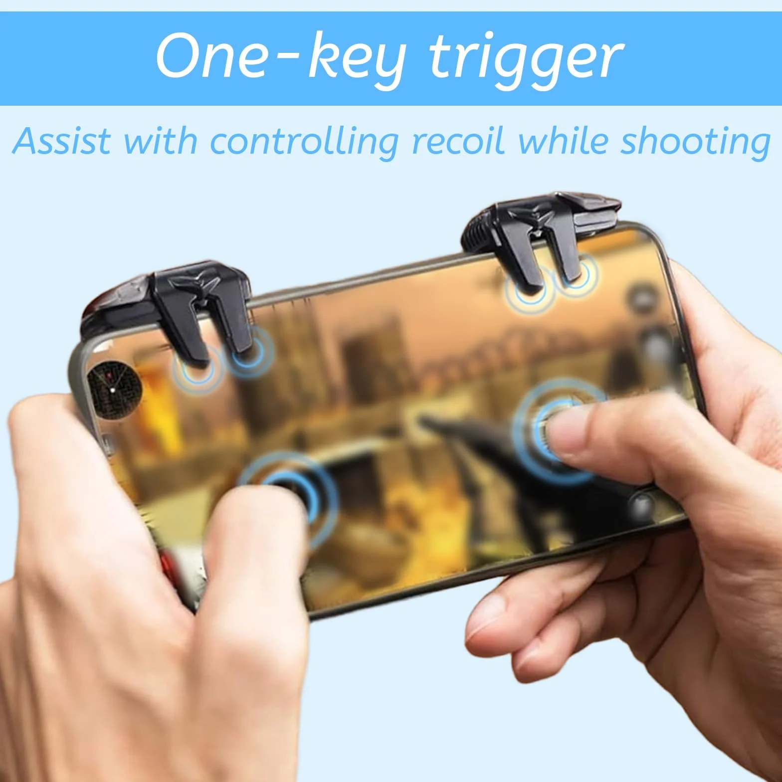 Manette Jeu Mobile Trigger Controller L1R1 L2R2, Manette Smartphone pour PUBG Mobile & Call of Duty Android iPhone iOS, Joystick Téléphone Portable & Accessoires Gaming avec Doigts Antidérapants