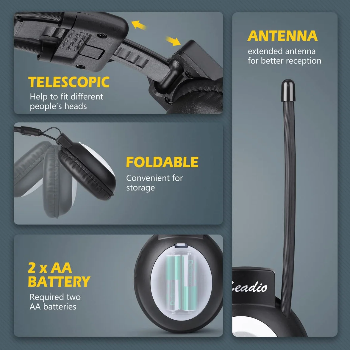 Zeadio Casque Radio FM Portable Stéréo Récepteur pour Marche Jogging Travail