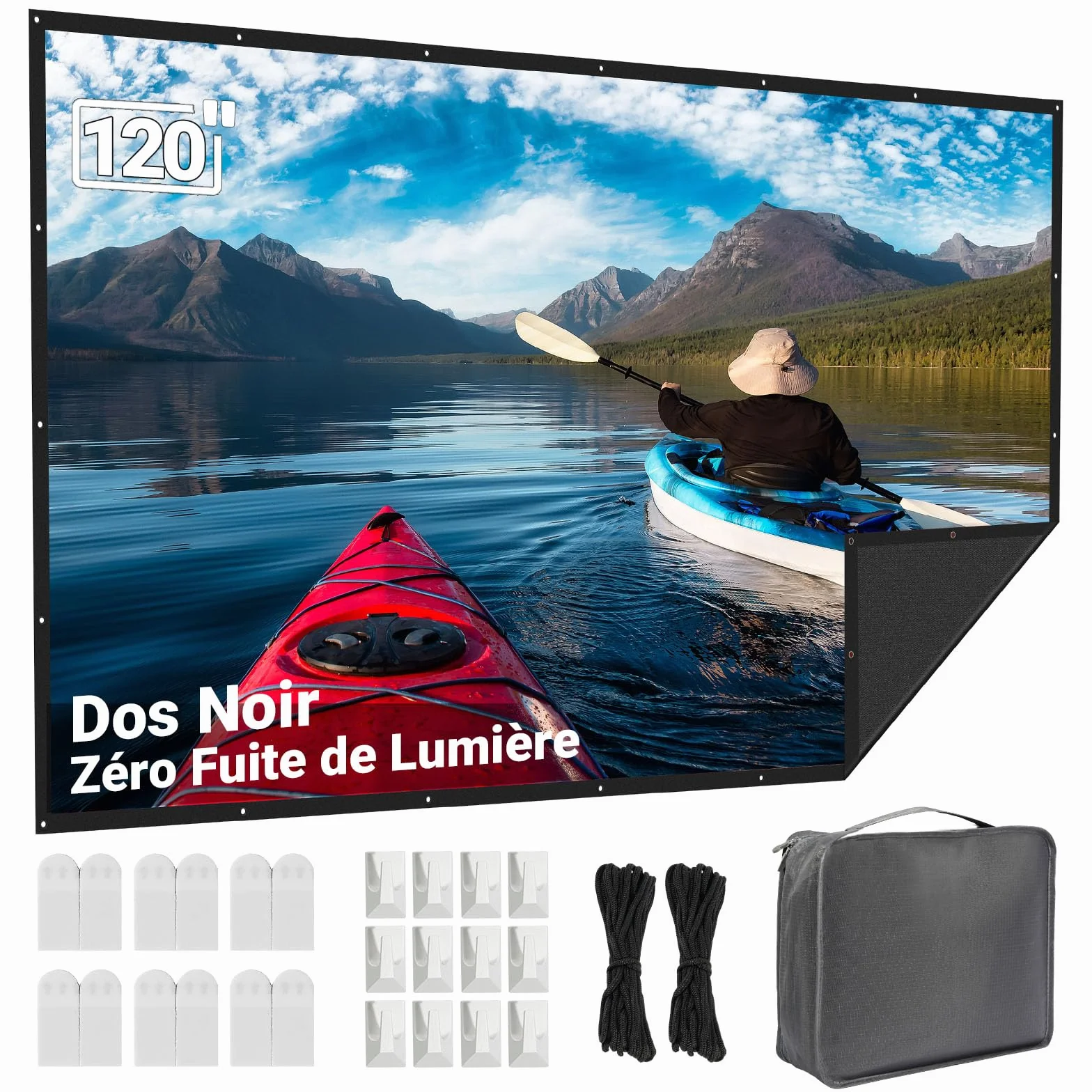 Écran Projecteur Portable 120 Pouces Extérieur- LEORFI Fond Noir Amélioré Opaque - Toile de Projection Intérieur/Extérieur - Écran Projecteur Pliable Lavable pour Cinéma Maison - Avec Sac de Transport