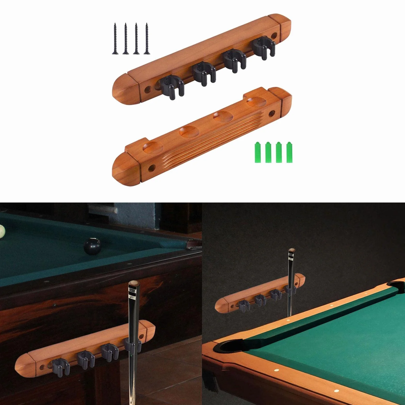 Rockible Porte-Queue de Billard Support Mural avec 4 Clips, Jaune