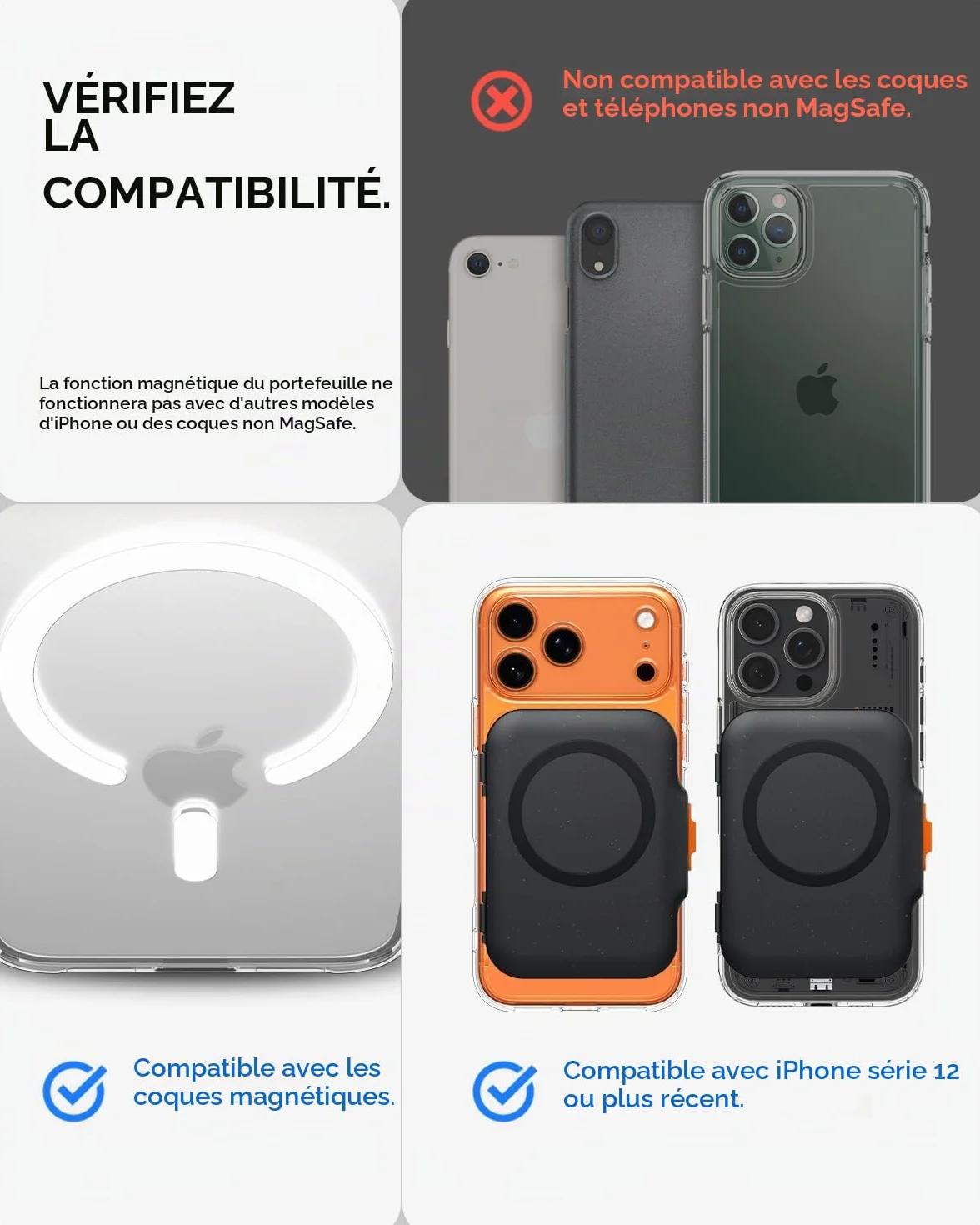 Spigen TinTap MagFit+ Porte-Cartes Magnétique Compatible iPhone 17/16/15/14/13/12 Magsafe Wallet
