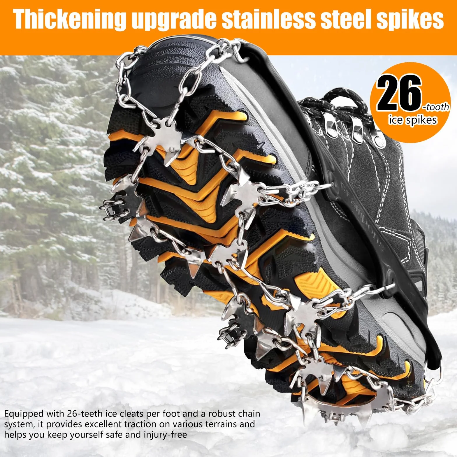Grödel Crampons pour Chaussures de randonnée, Acier Inoxydable épaisses, Antidérapants Homme