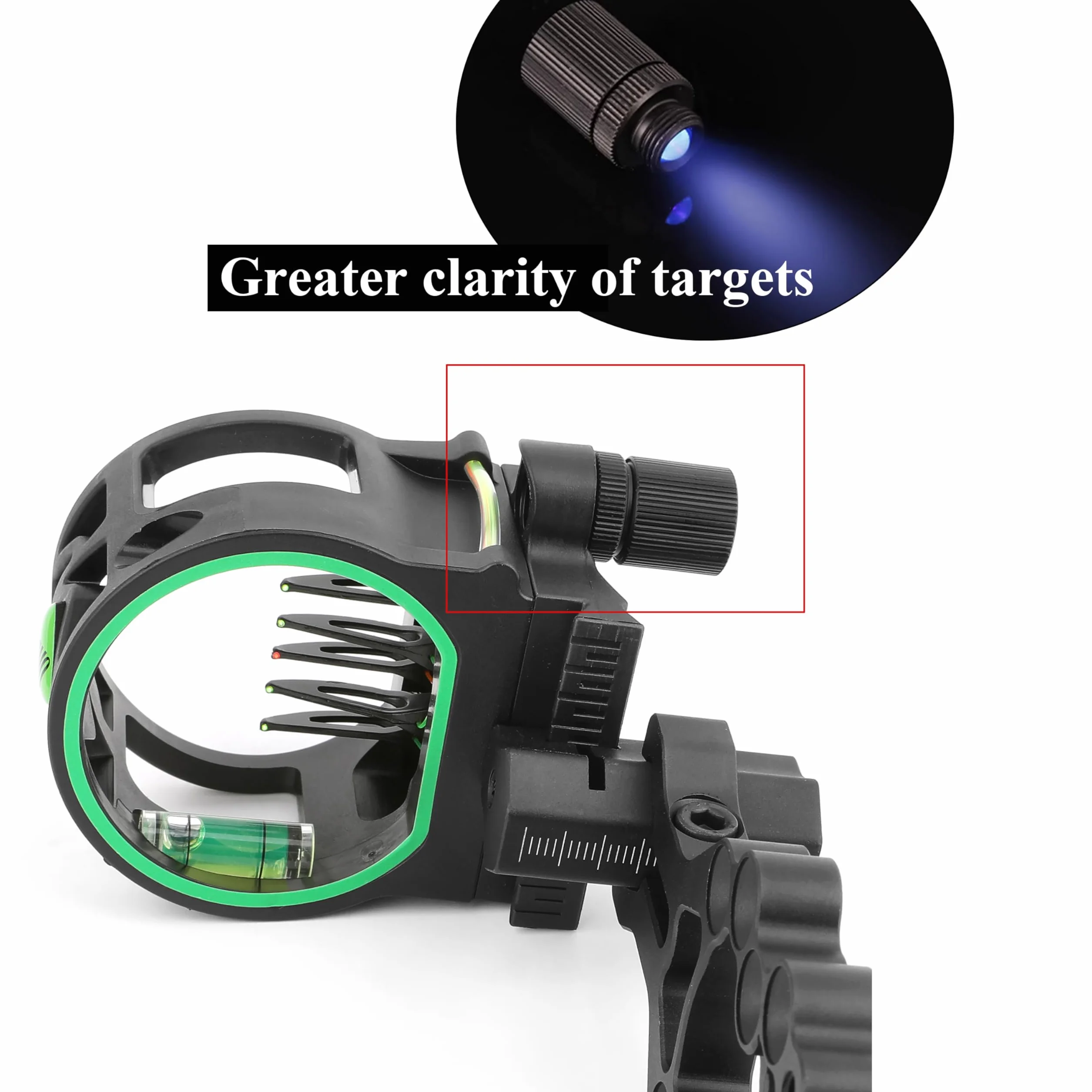 Viseur d'arc à poulies 5 Pin en alliage d'aluminium réglable pour chasse et tir ciblage