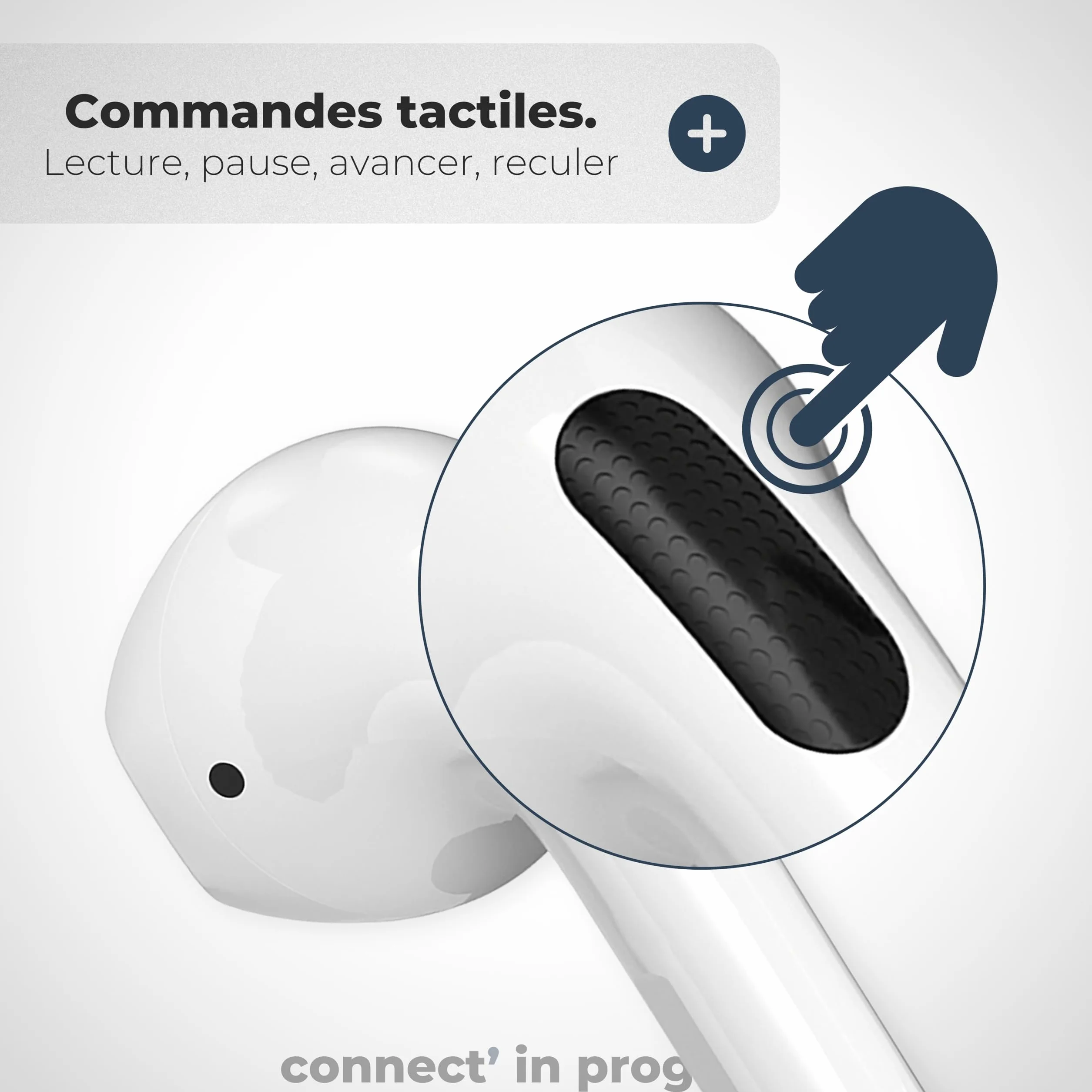 APM Ecouteurs Bluetooth sans Fil, Boîtier de Charge, Ecouteur sans Fil, Son Stéréo, Oreillette Main Libre, Coque Silicone Bleu Nuit, Casque Audio, Compatible PC Smartphone Tablette, Blanc, 600331