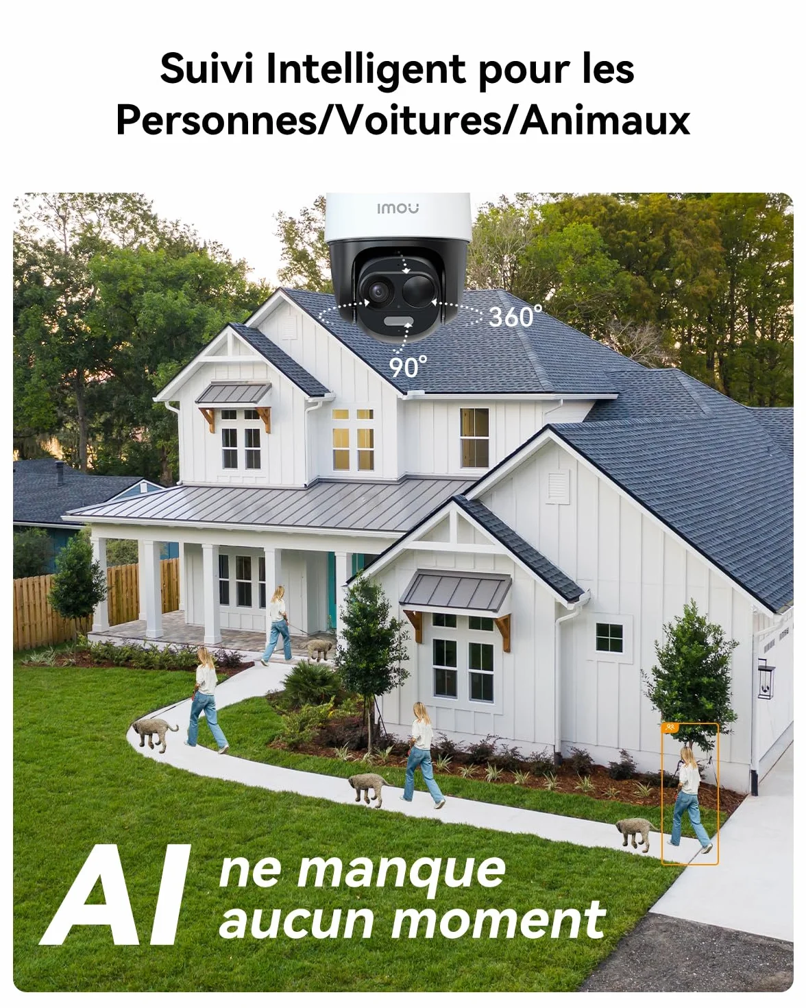 Imou 2K Caméra Surveillance WiFi Exterieure sans Fil Solaire 5000mAh 360° PTZ 2.4GHz IP65
