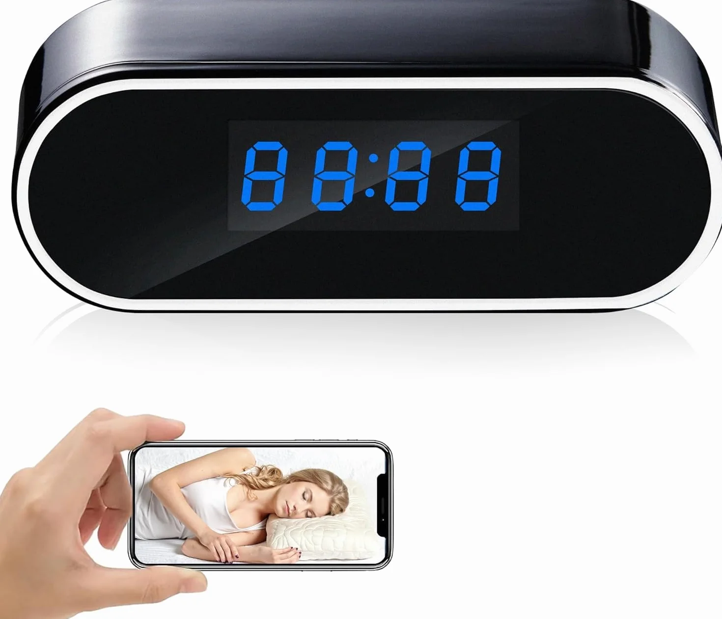 Camera Espion 1080P Mini Camera Surveillance WiFi -Interieur 150° HorlogeCaméra Cachée Espion a Distance Discrete Supportant la Vision Nocturne et la Détection de Mouvement (Noir)