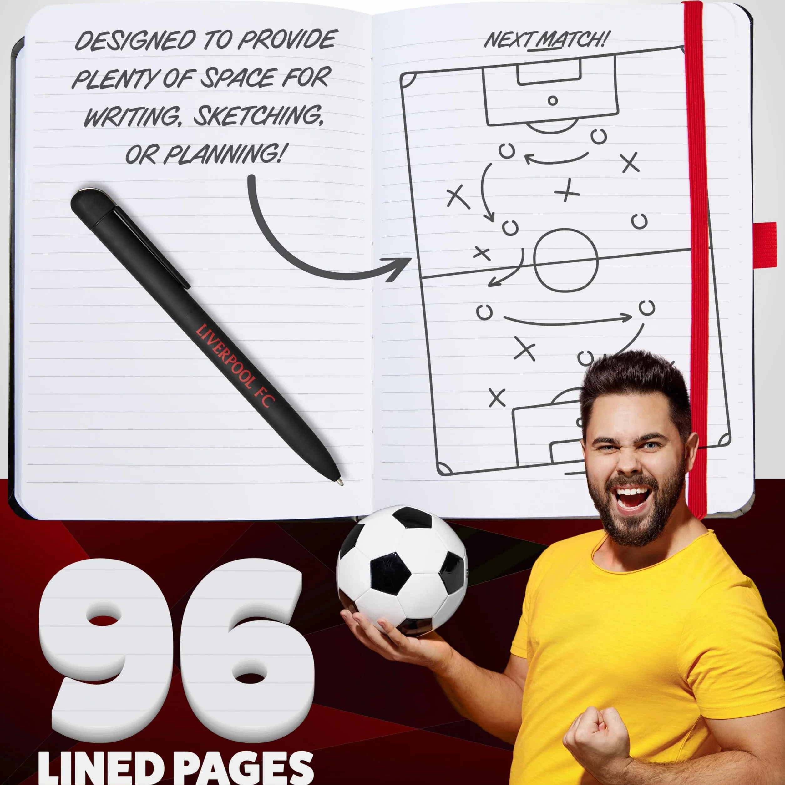 Liverpool F.C. Set Papeterie Carnet Notes Ligné Stylo Noir