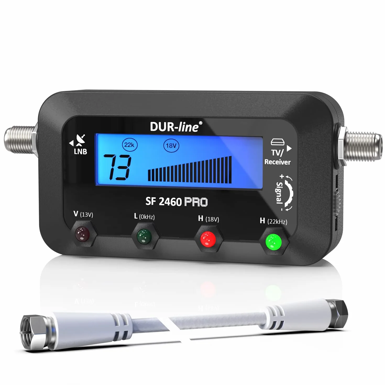 Dur-Line SF 2460 Pro Pointeur Satellite Appareil de Mesure avec câble F Signal sonore écran LCD Astra Hotbird
