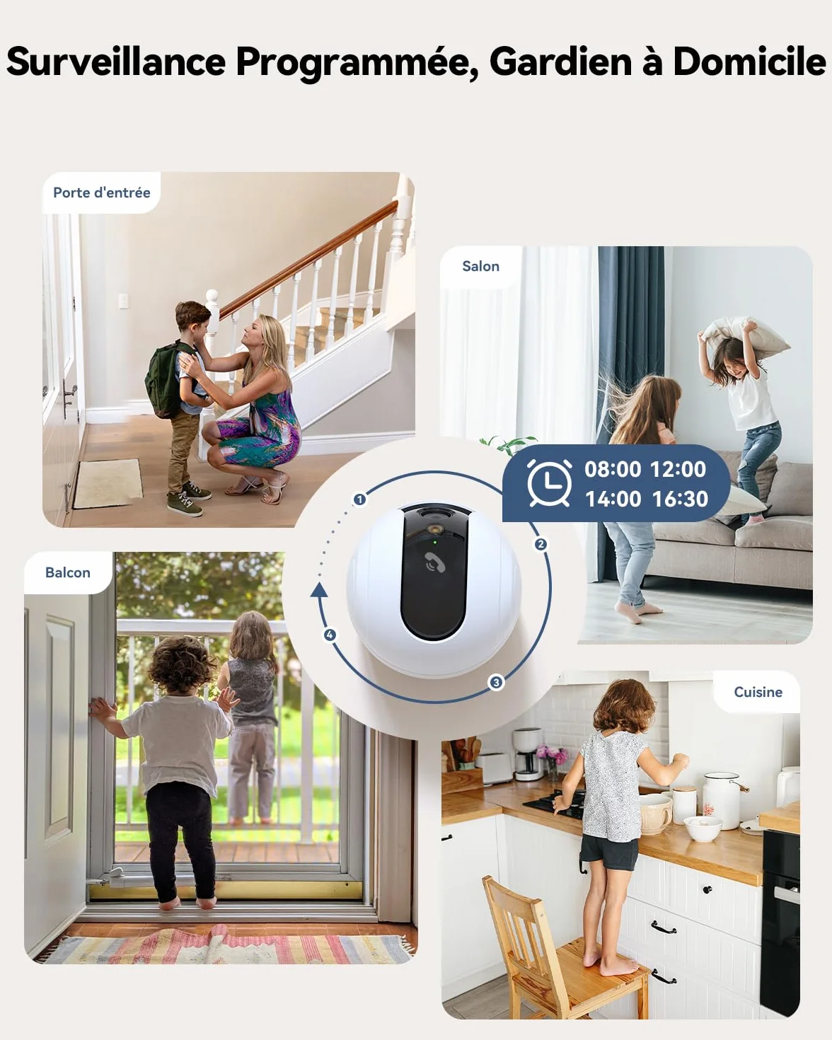 Imou 2K 3MP Caméra Surveillance WiFi Intérieur 360° Wi-Fi 6 Double-Bande Vision Nocturne Couleur Détection Personnes Animaux Suivi Intelligent Compatible Alexa