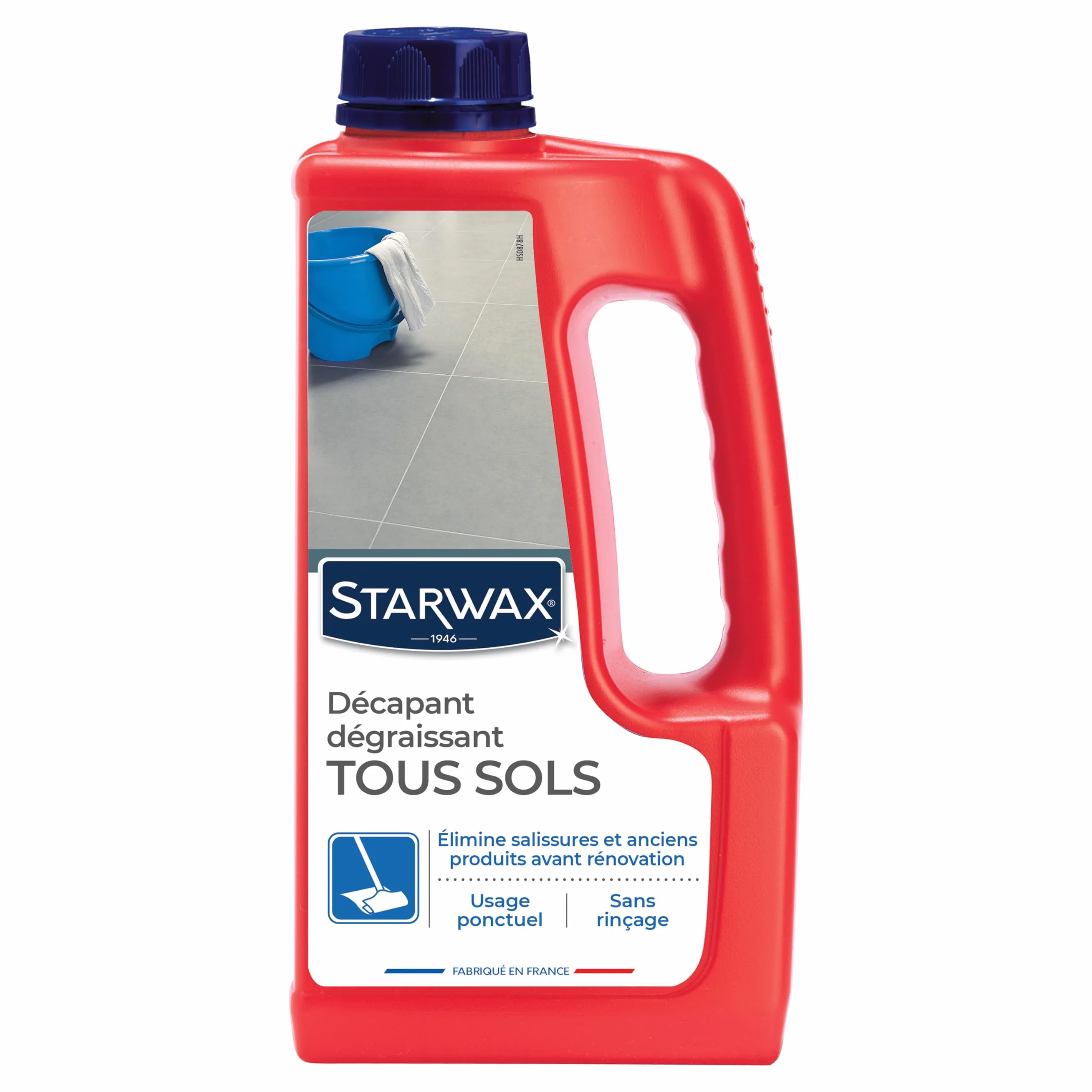 STARWAX Décapant Dégraissant Sans Rinçage 1L Tous Sols Carrelages PVC Parquets Vitrifiés 80m²