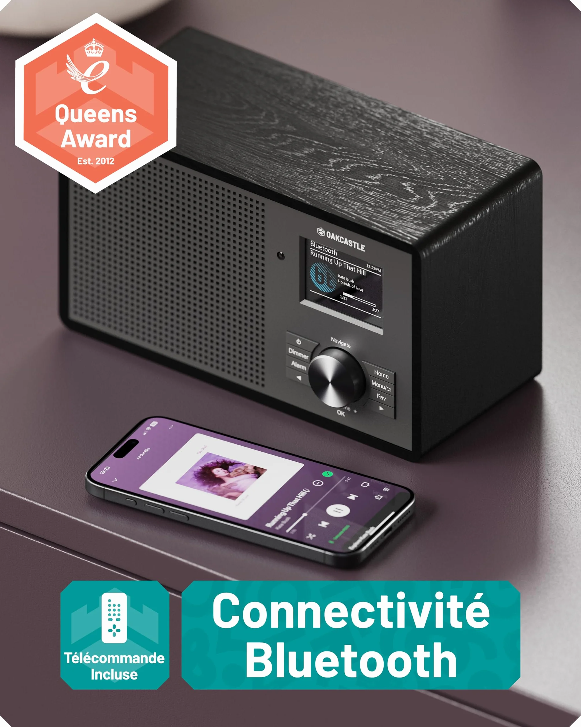 OAKCASTLE IR200 Radio Internet WiFi DAB+ FM Bluetooth 5.3 avec 90+ Préréglages et Télécommande