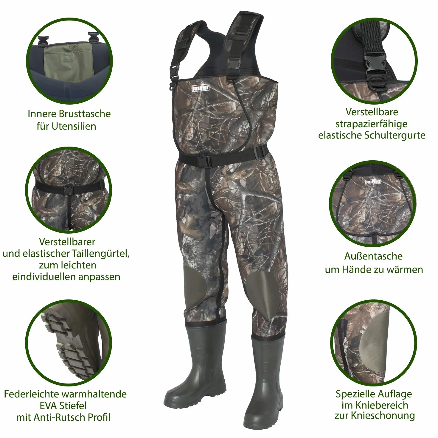 Pantalons de pêche néoprène 5mm avec Bottes Eva Taille 41-47 Waders étanche