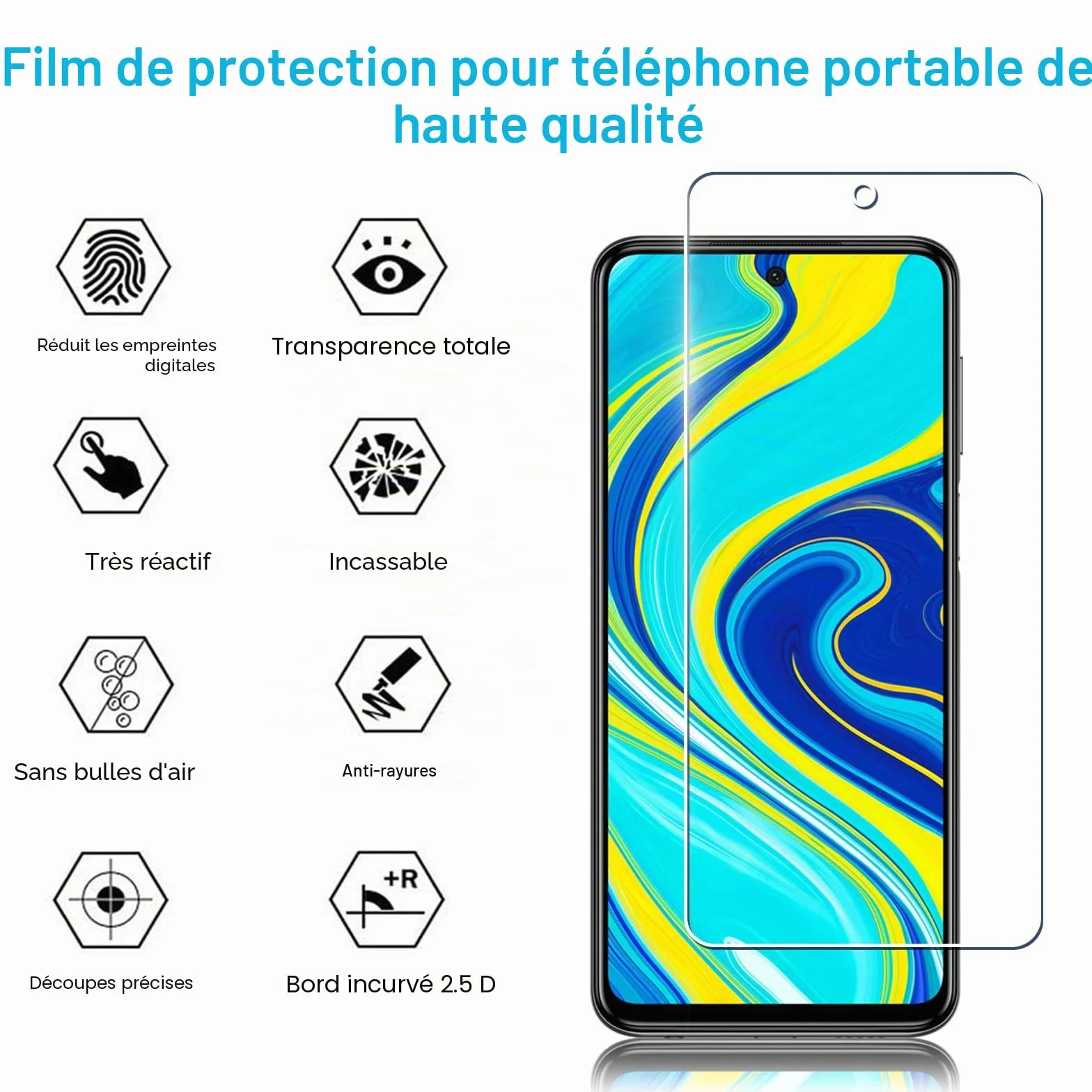 Didisky Lot de 2 Verre Trempé pour Xiaomi Redmi Note 9S, Note 9 Pro, Note 9 Pro Max, 9H