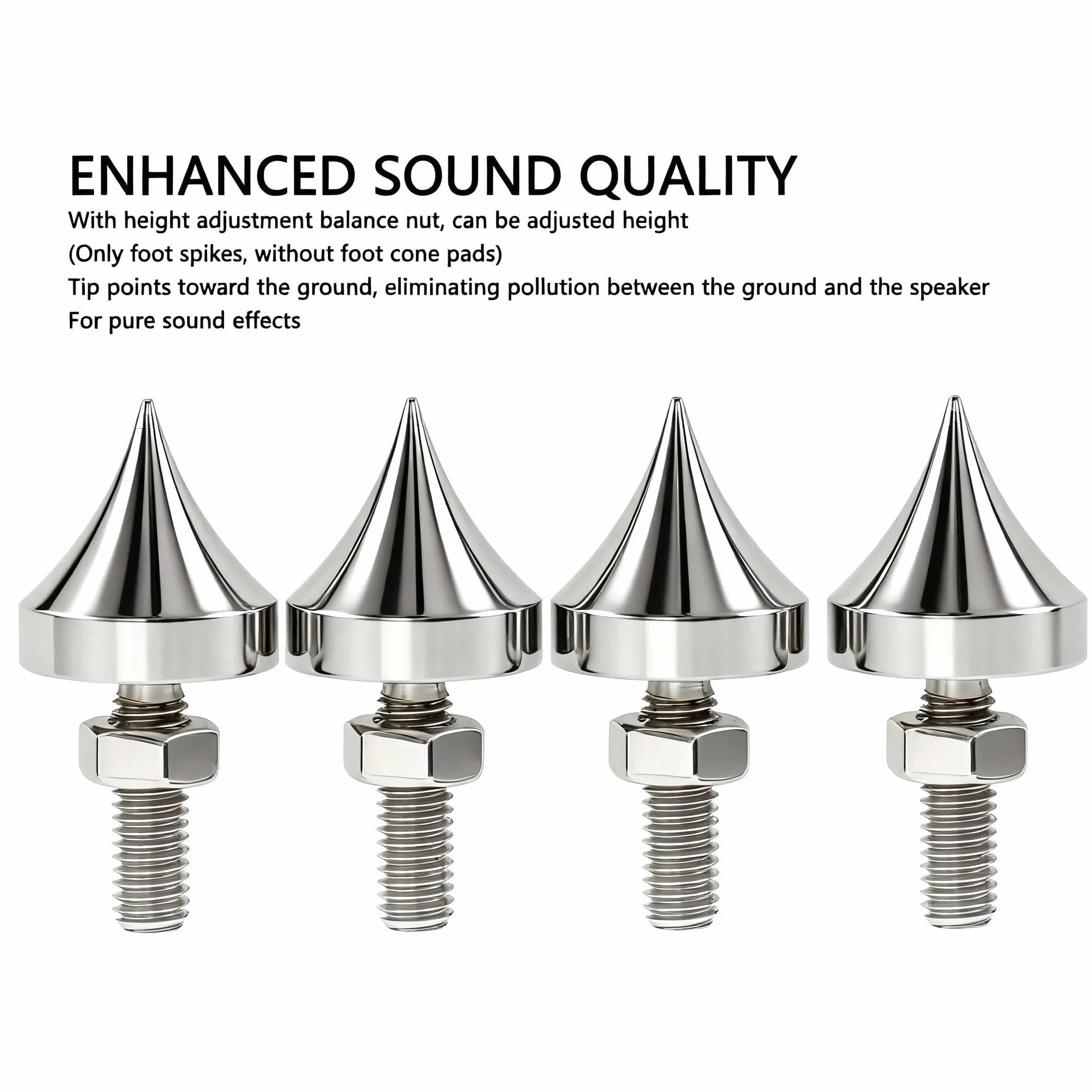 Tissting Lot de 4 pics d'isolement pour haut-parleur M6/M8/M10/M12 en acier inoxydable HiFi pour amplificateur, lecteur CD, DVD (M8)