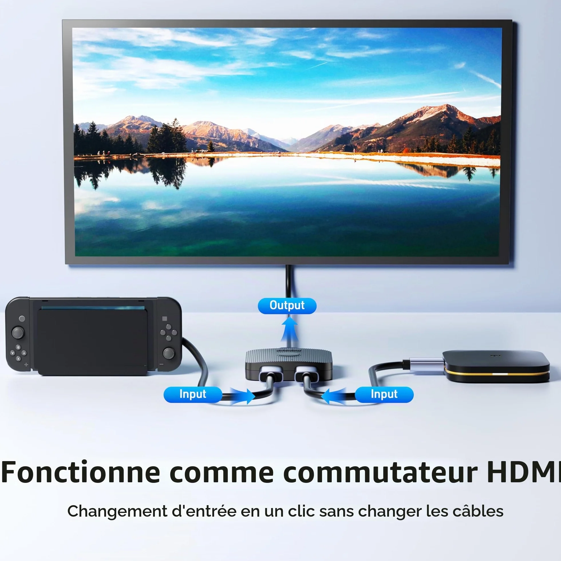 BENFEI Commutateur HDMI 4K 2 Entrées 1 Sortie Prend en Charge 4K 3D HD 1080p Compatible Firestick Xbox PS4 Roku HDTV