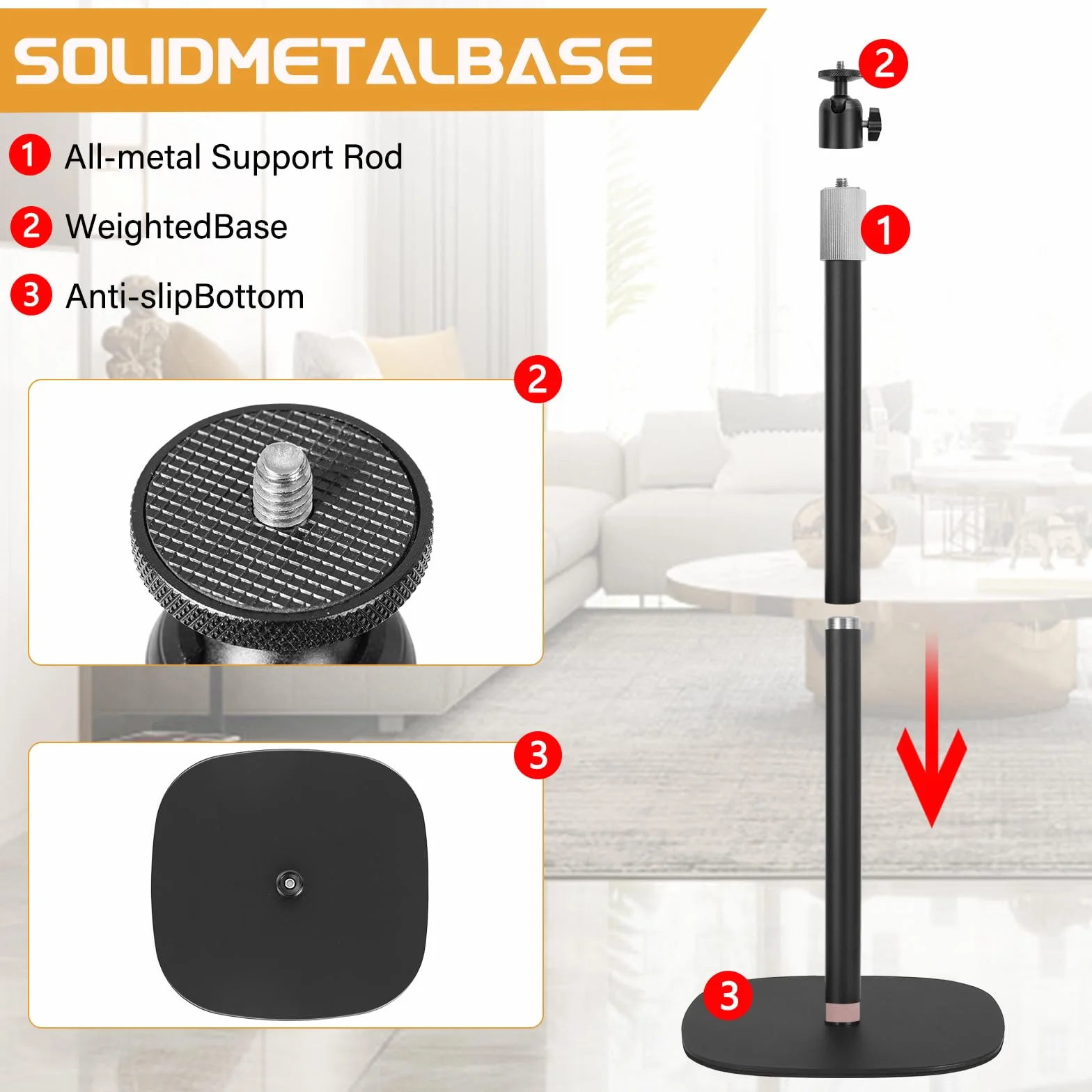 AKOZLIN Support projecteur sol réglable hauteur 19"-49,21" rotation 360° universel plafond charge 6 kg compatible caméra webcam