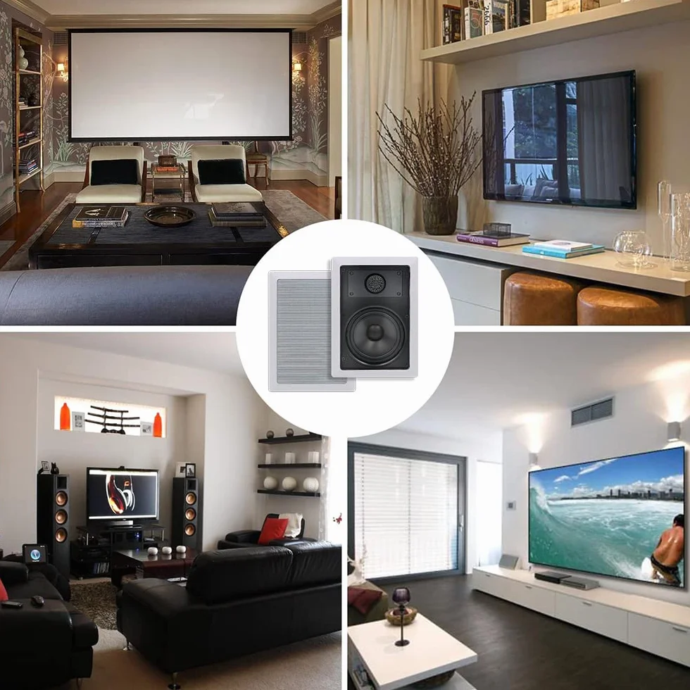 Herdio 5,25 Pouces Bluetooth Haut-parleurs de Plafond encastrés dans des Haut-parleurs muraux Parfaits pour la Maison, Le Salon, la Cuisine, Le Bureau
