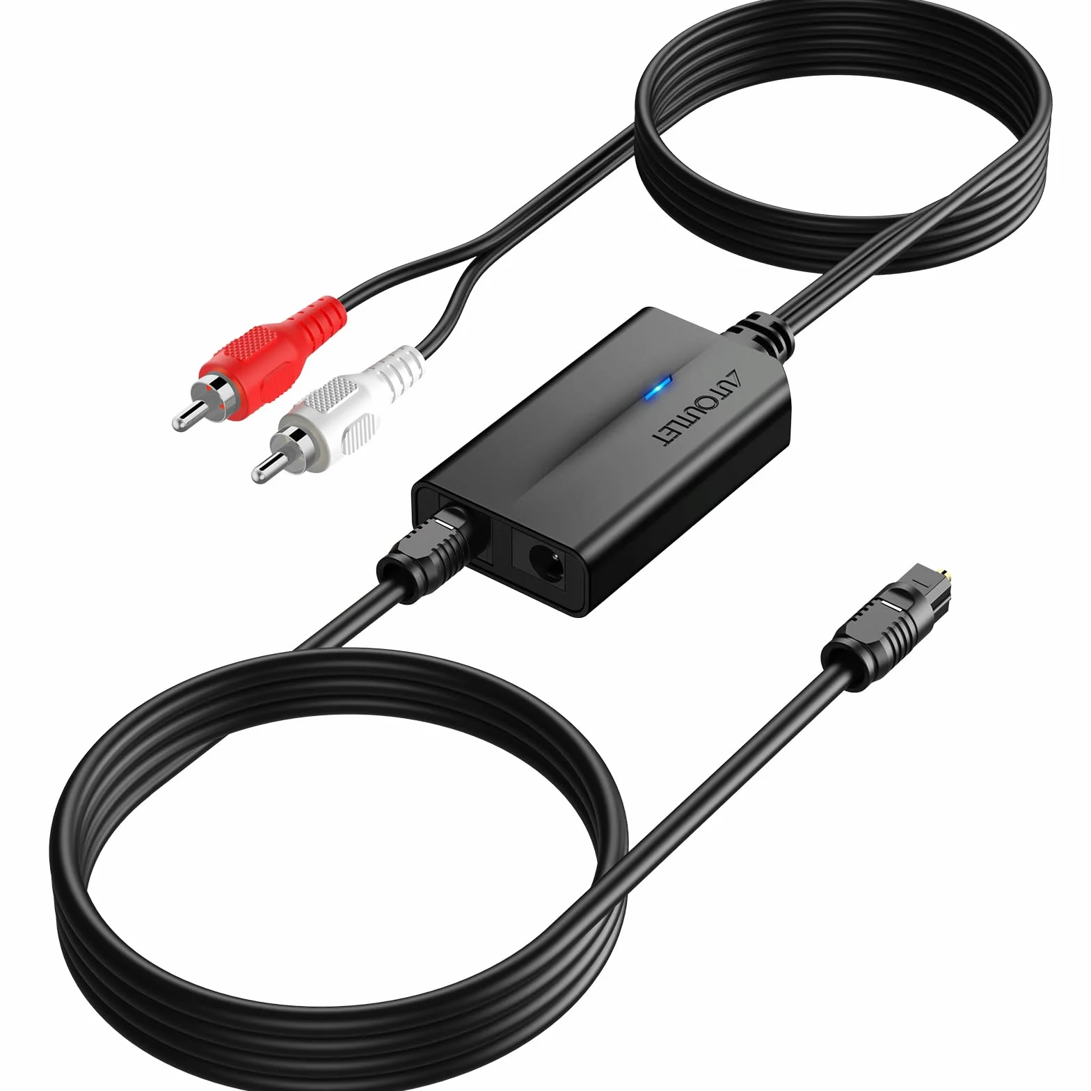 AUTOUTLET Convertisseur Audio Numérique Analogique 192kHz DAC Coaxial Optique SPDIF vers RCA Câble 0,8m + 1m pour HDTV DVD Blu-ray Sky