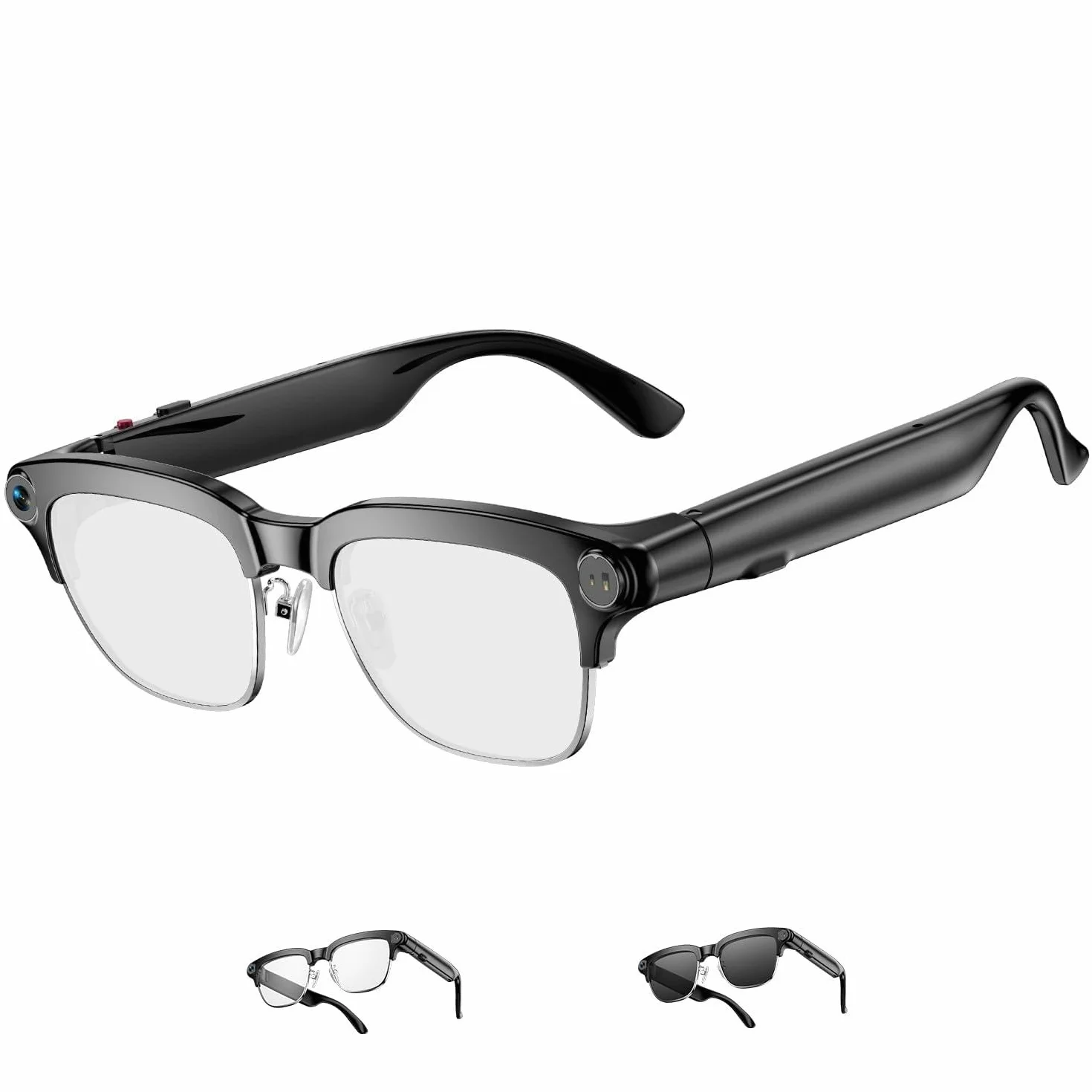 TOOBUR Lunettes connectées AI avec Appareil Photo 8MP, vidéo HD 1080P Anti-Flou, Traduction en Temps réel & Assistant Vocal, appels Bluetooth & Audio à Oreille Ouverte pour vlog, Voyage & réunions