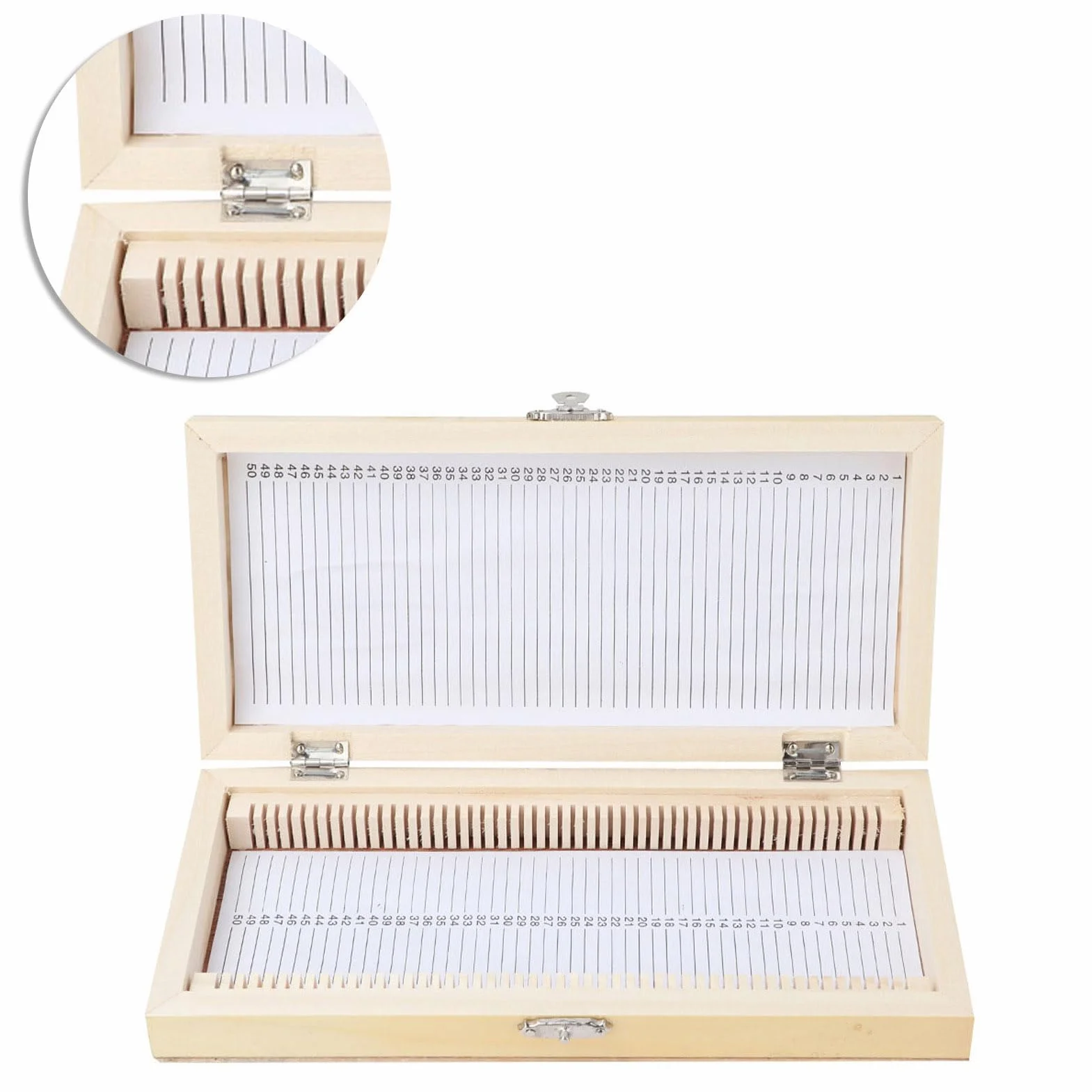 Coffret en Bois pour Lames de Microscope 50 Diapositives Boîte de Rangement 23x10,6x3,5cm