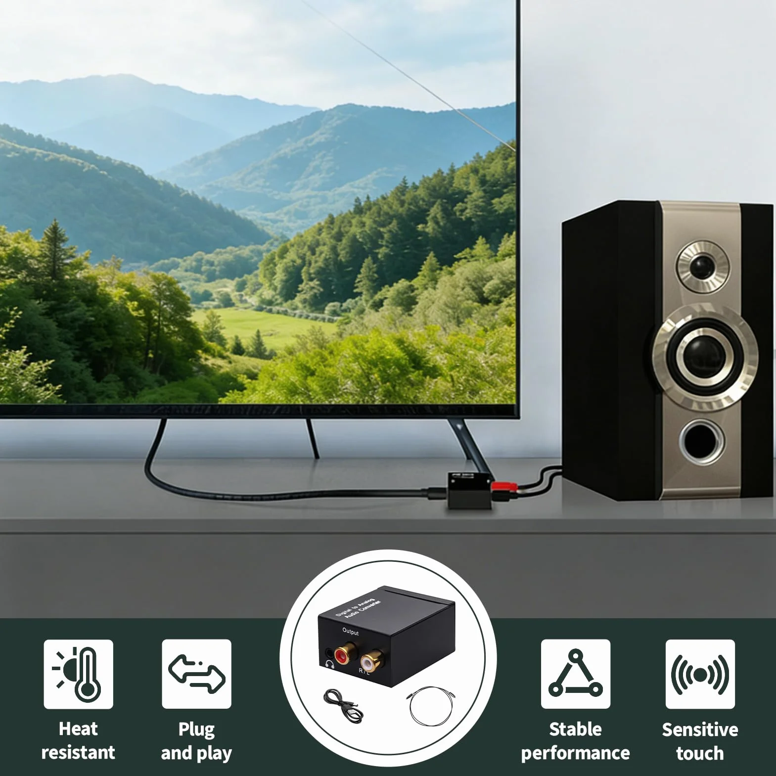 Convertisseur Audio Numérique Analogique 192kHz SPDIF Optique Coaxial Toslink vers RCA Stéréo L/R Adaptateur Jack 3,5mm