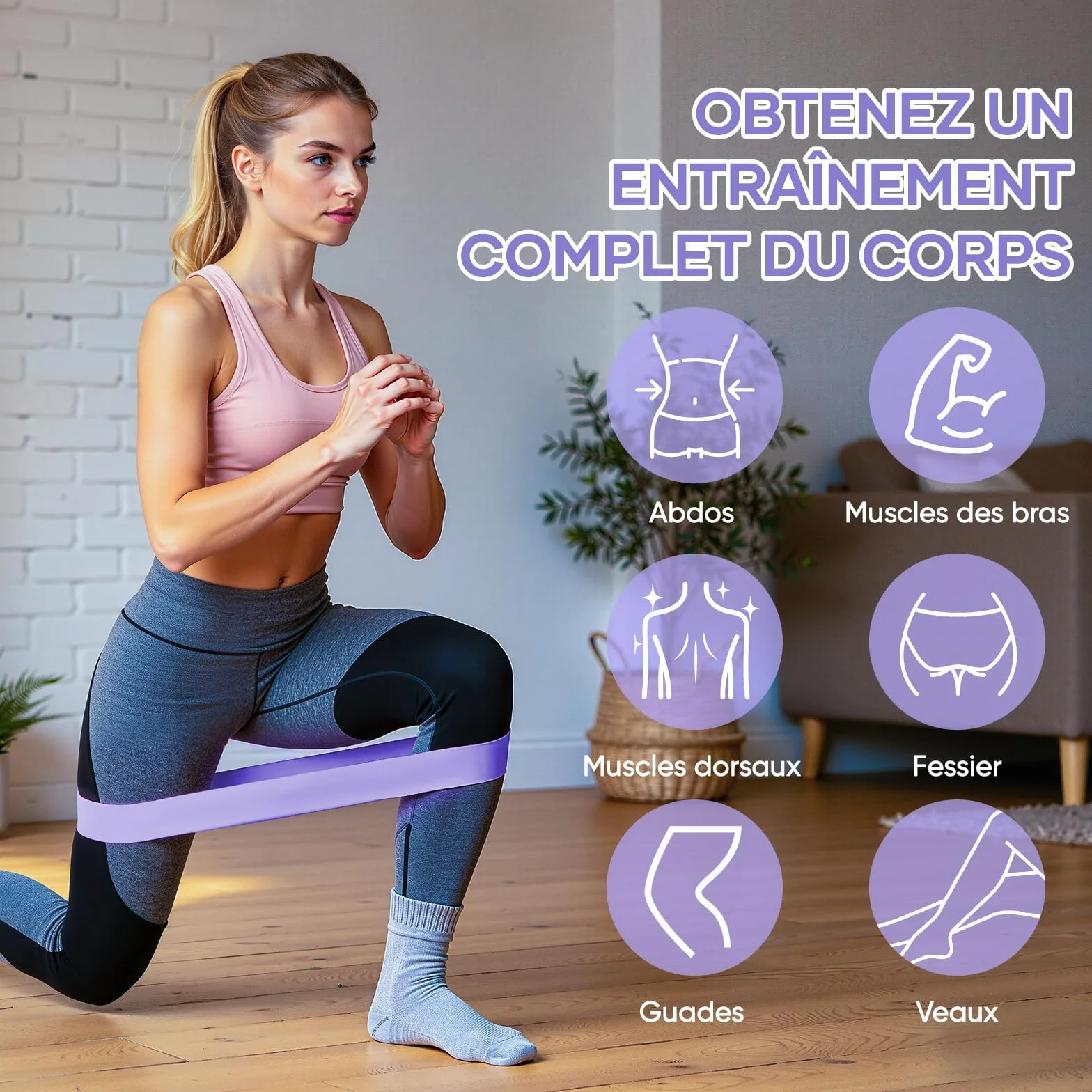 Bande Elastique Musculation Lot de 5 avec 5 Niveaux de Résistance Différents, Sac de Rangement, Fitness