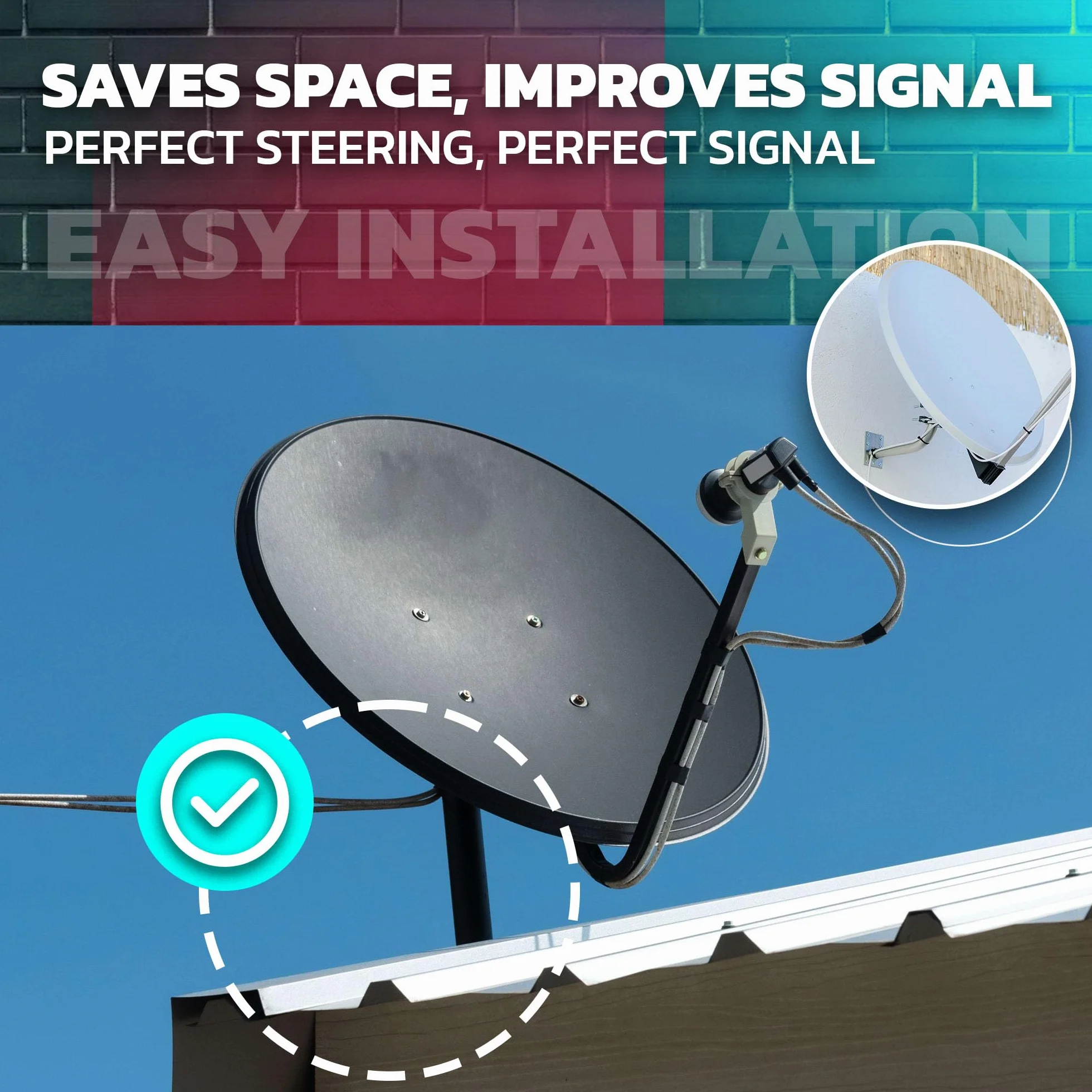 DOJA Barcelona | Fixation Antenne | Pack 1 | mat Parabole Mural en L | Ø25mm | 30X58cm | Suport Antenne En Acier | Accessoires De Fixation | Pour Support Mural TV et Mat Parabole Satellite