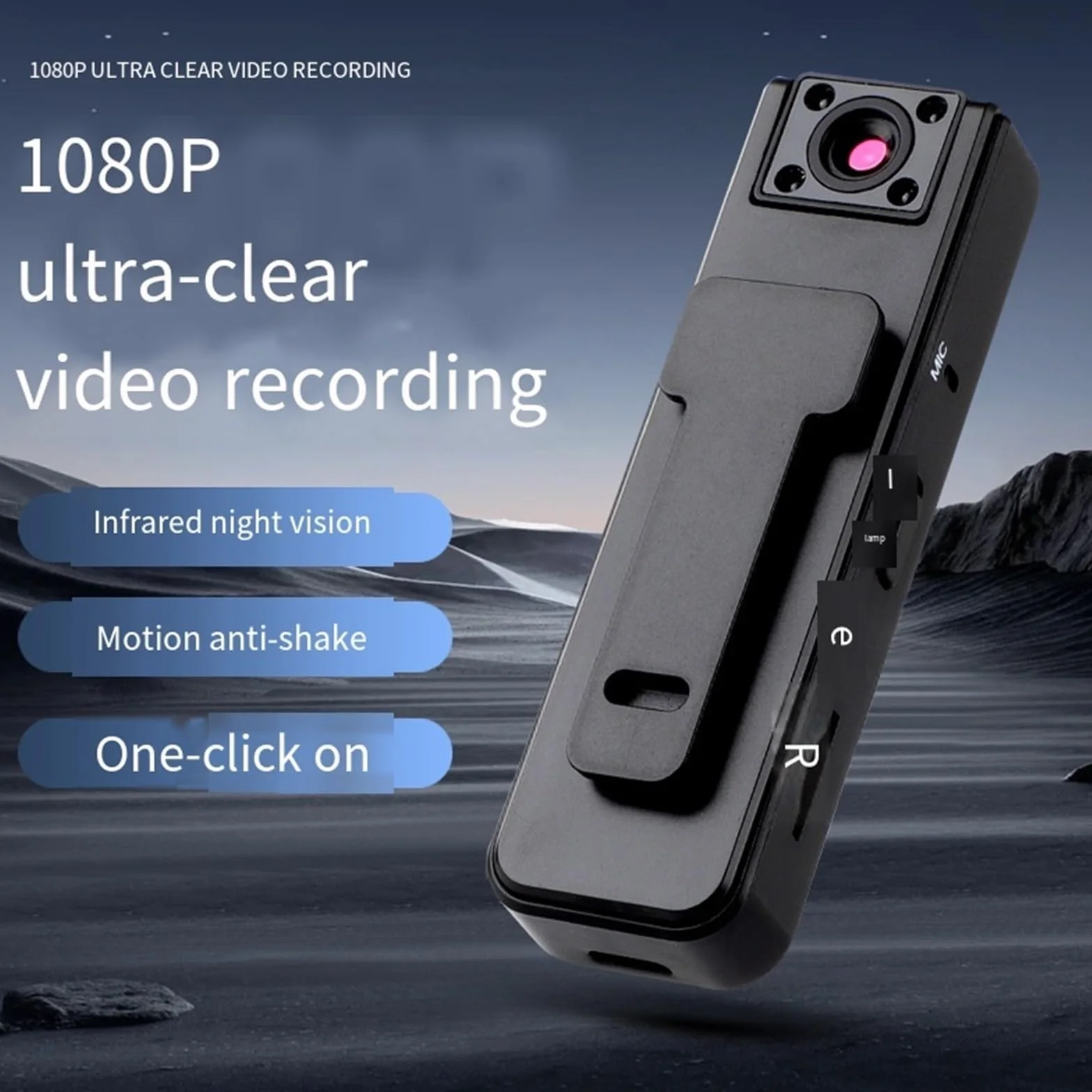 Dodorado Enregistreur Audio Vidéo Sport Ultra HD 2 en 1 Caméra d'Action Grand Angle 1080p Vision Nocturne Autonomie 5 h Caméra Corporelle Portable Clipser
