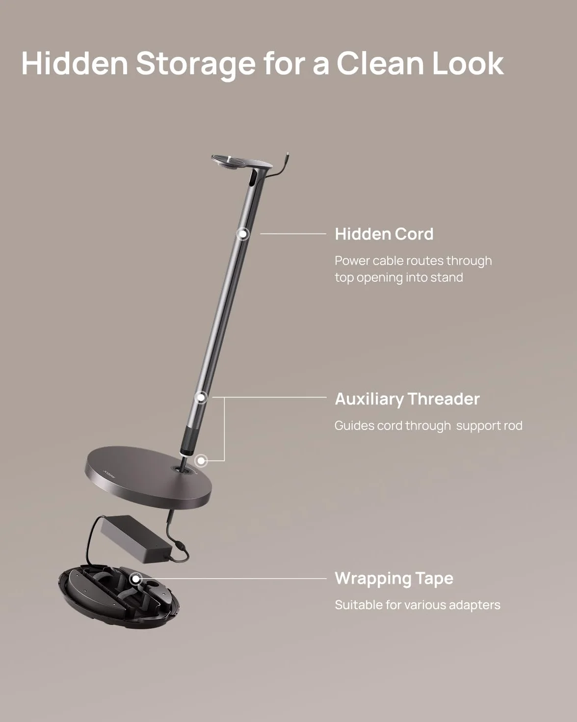 XGIMI Pied de Projecteur FloorStand Air – Alliage Aluminium Aérospatial, Socle 2,5kg | Compatible Horizon Série 20 | Ajustement d'angle | Gris