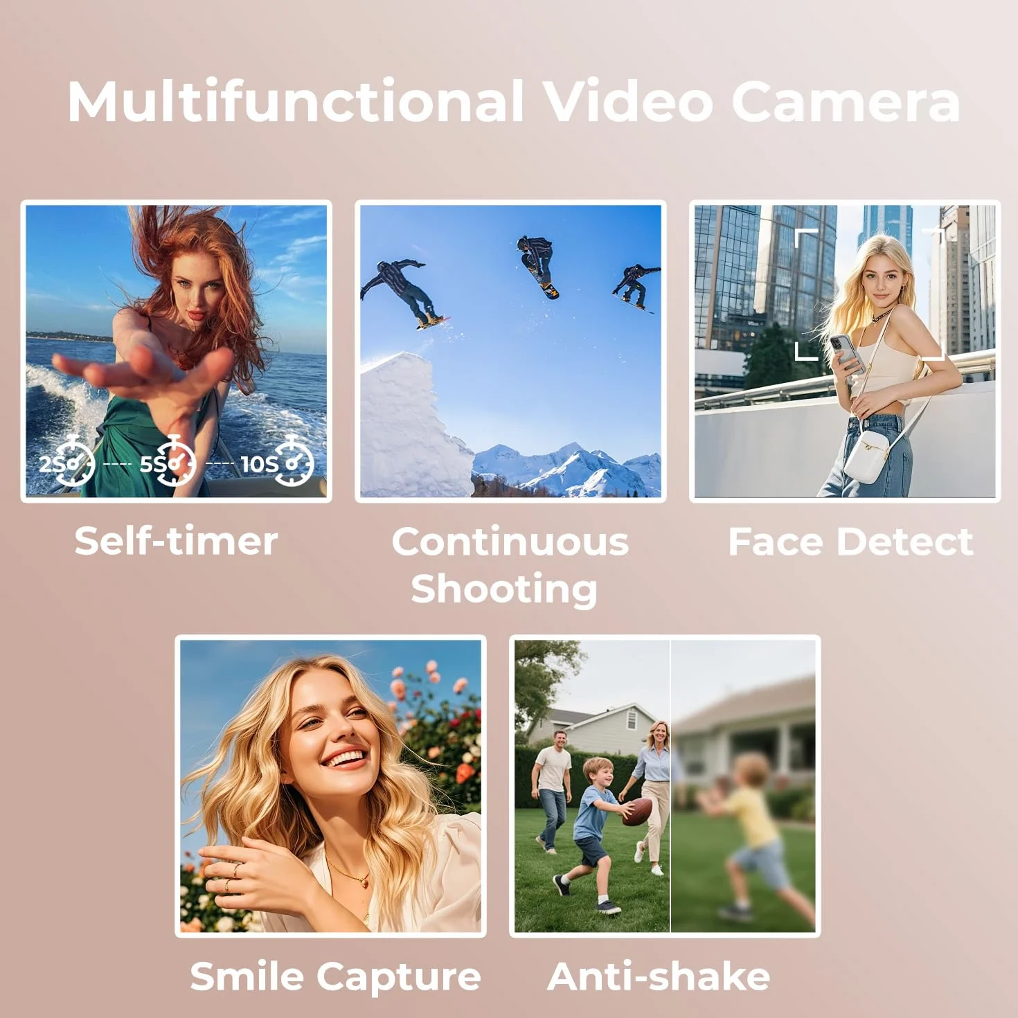 Caméra Vidéo 2.7K 48MP, Zoom Numérique 18X, Écran Rotatif 270° 3 Pouces avec Carte 32GB et Batterie