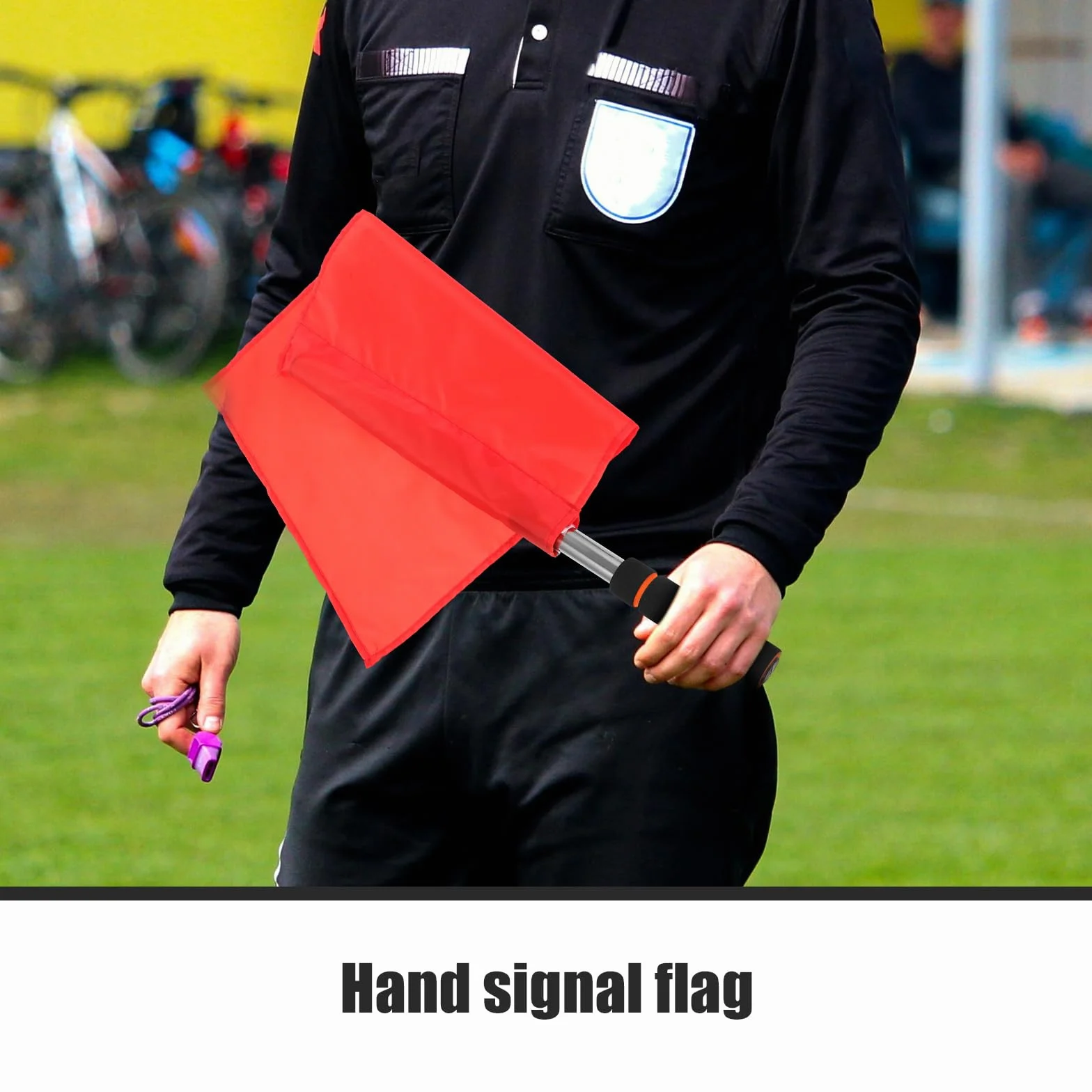 Drapeaux d'Arbitre Poignée En Mousse Drapeau de Corner Formation de Football, Rugby, Hockey, Soccer pour Arbitres (Rouge)