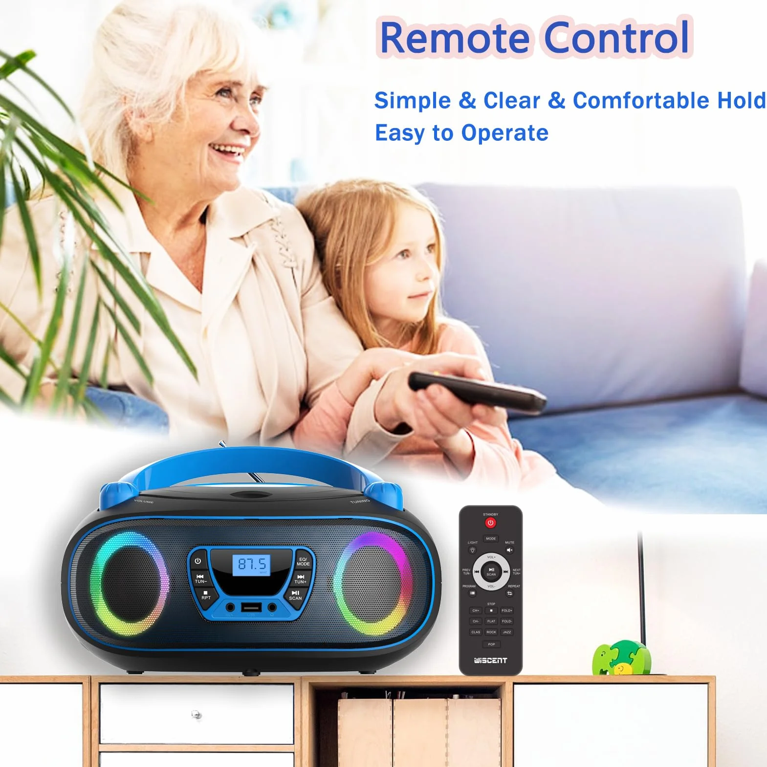 Lecteur CD stéréo Portable Boombox Bluetooth Radio FM USB AUX