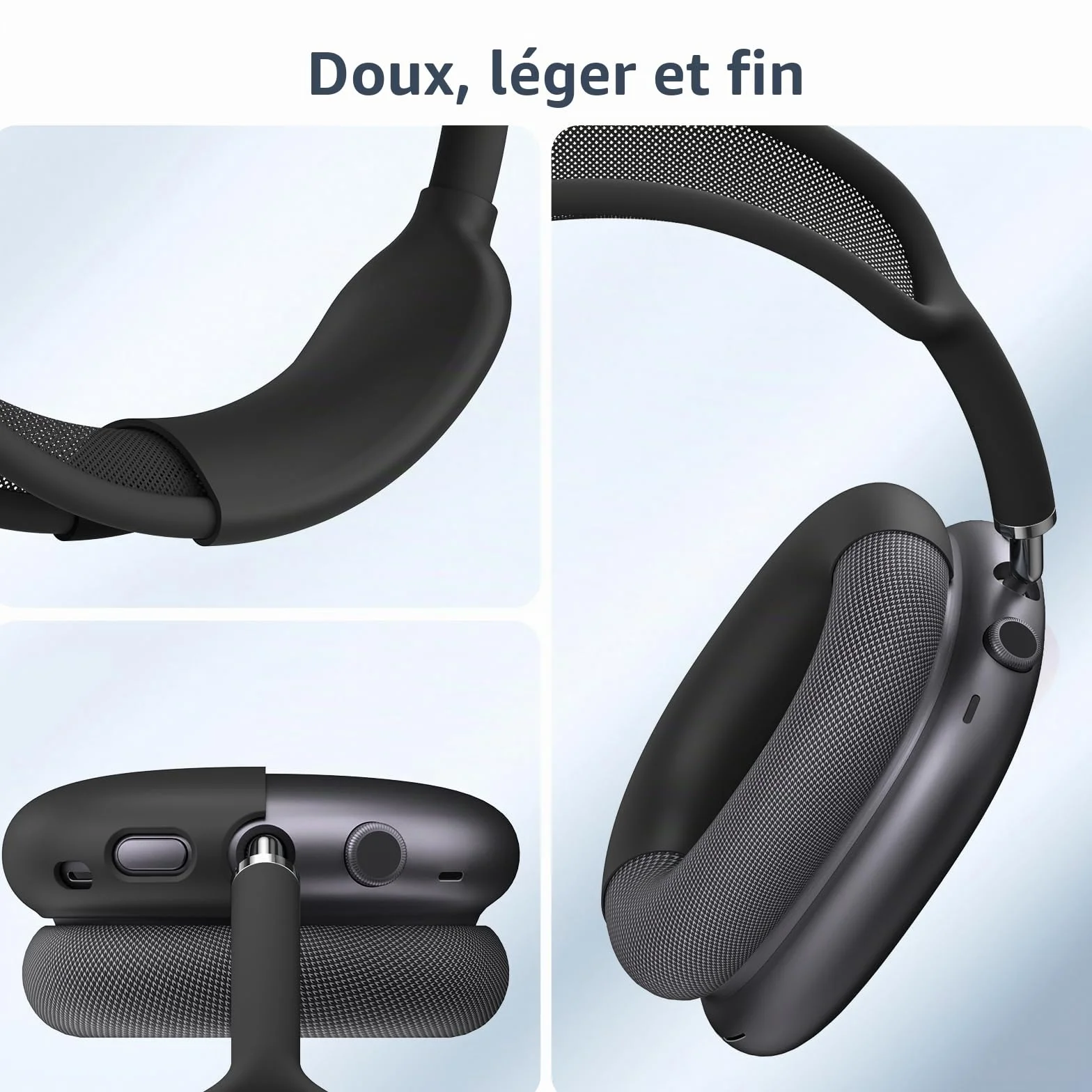 FINTIE Étui Silicone Souple pour AirPods Max 2 2026 et AirPods Max, Noir