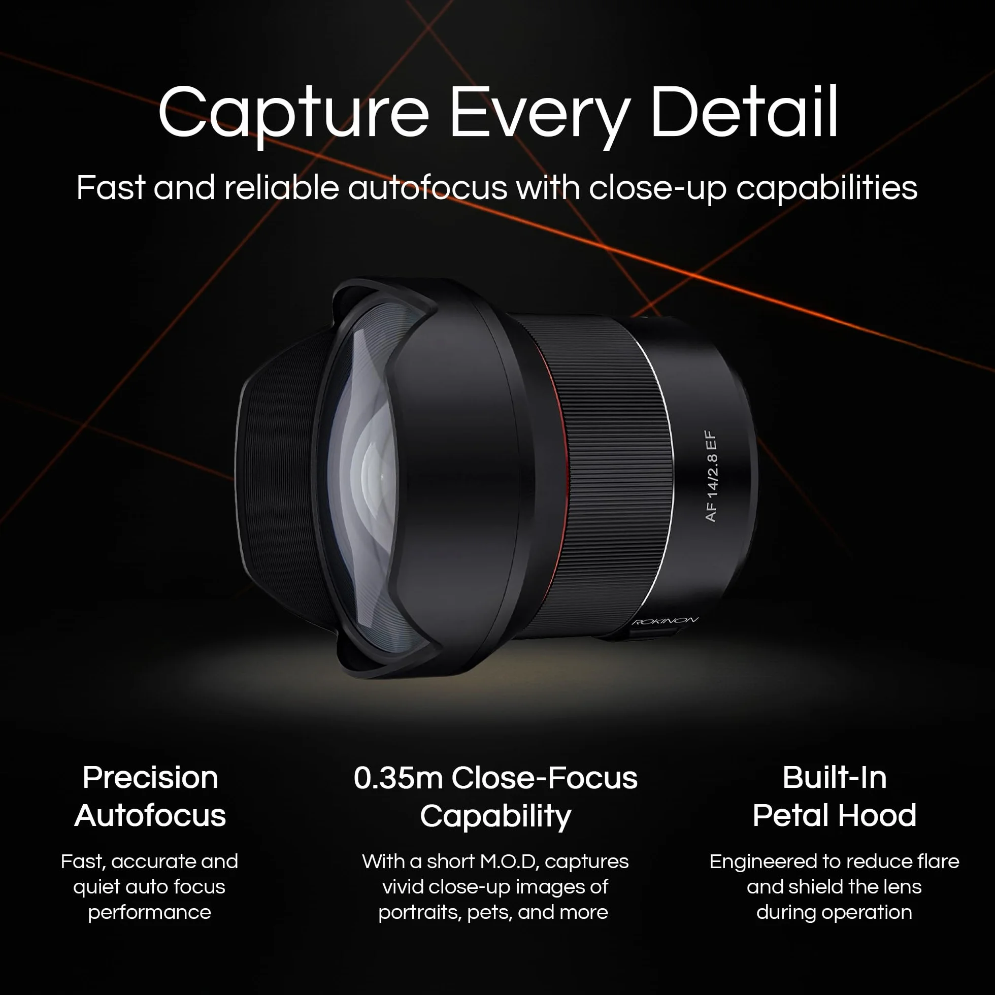Rokinon AF Objectif Grand Angle 14 mm F2.8 étanche avec Mise au Point Automatique pour Canon EF, Noir (IO14AF-C)