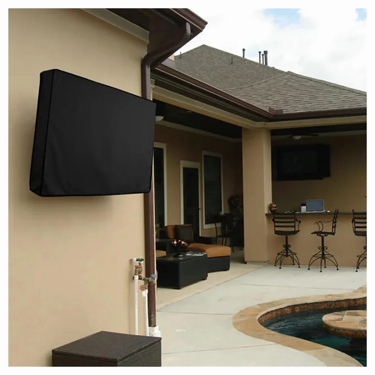 Housse écran Tv Compatible Housse anti-poussière for écran de télévision d'extérieur, sac de protection résistant à l'eau et à la poussière for téléviseur LCD noir 24 "38" 42 "48" 52 "65 pouces 47(30-