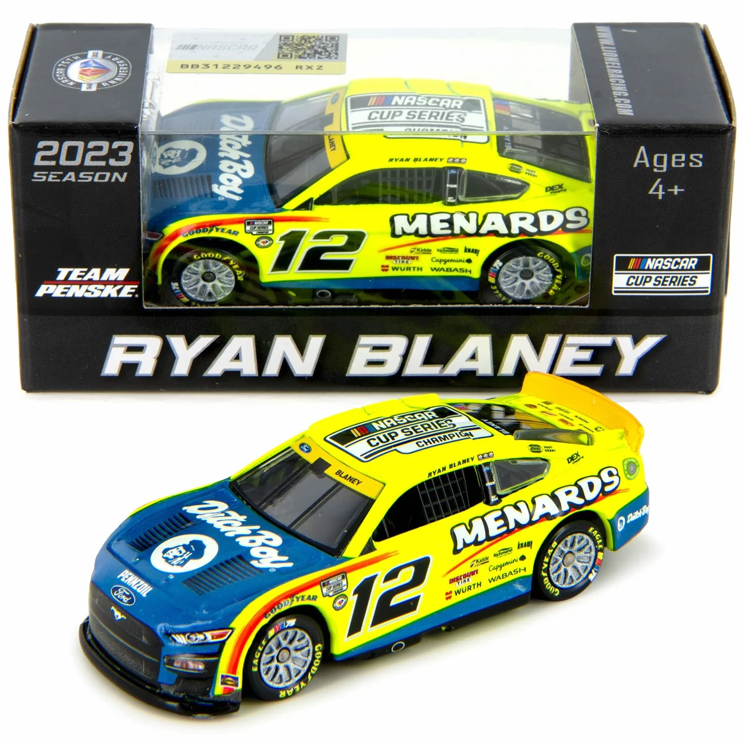 Lionel Racing Ryan Blaney 2023 NASCAR Cup Series Champion Voiture moulée sous pression Échelle 1:64