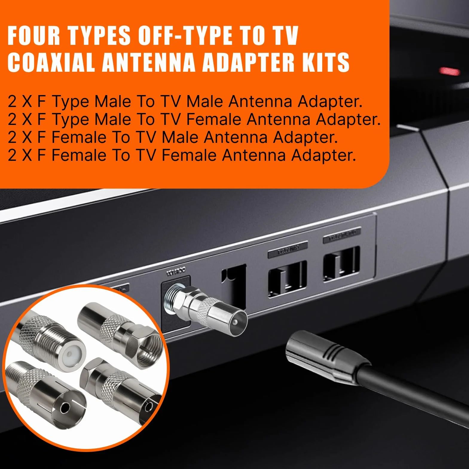 8 PCS Connecteurs Antenne TV Mâle/Femelle Kit, Adaptateur Antenne TV pour Câble SAT, Adaptateur Prise Multimédia, Raccord AntenneTV, Connecteur Coaxial Durable, Embout AntenneTV